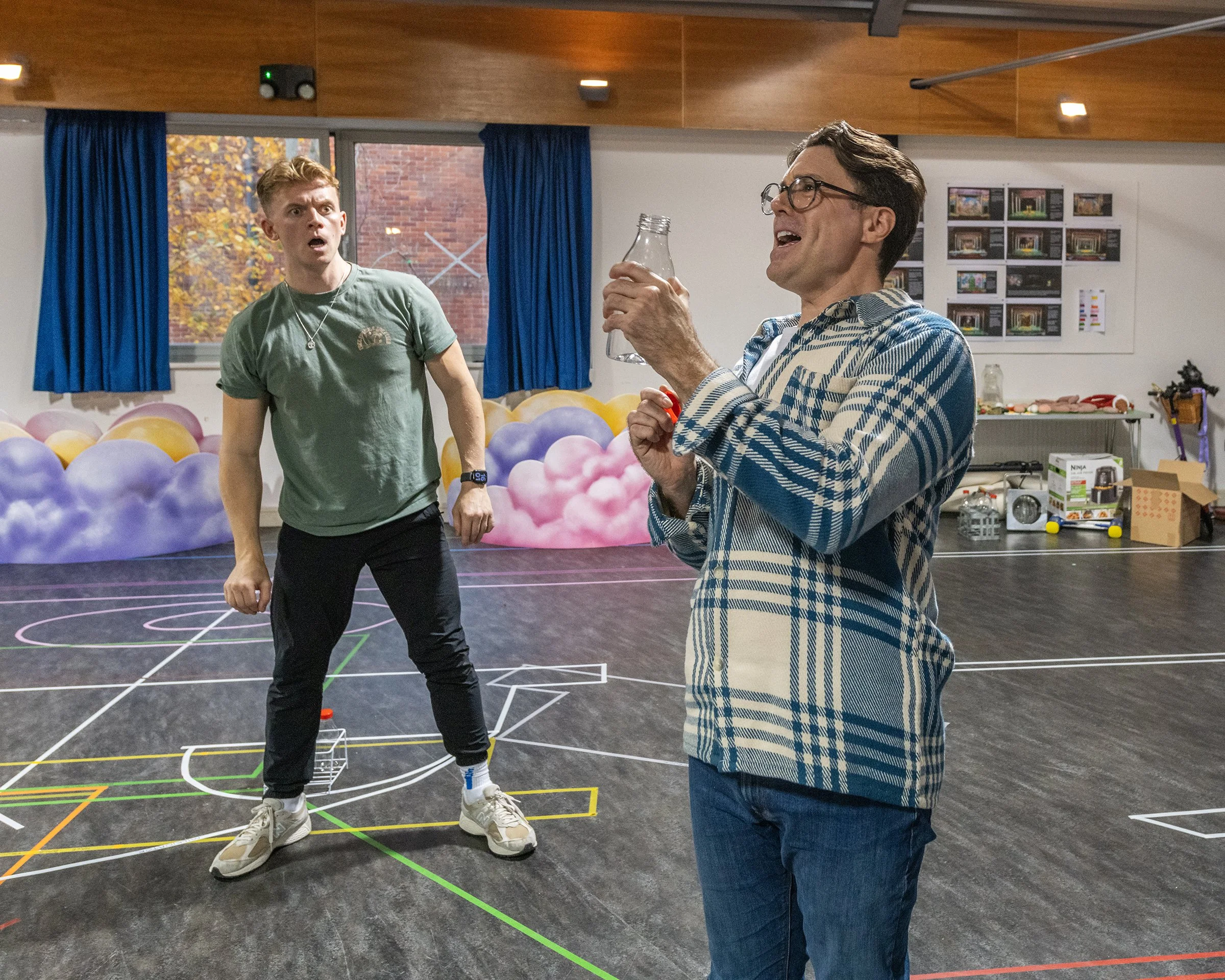 Rehearsals for Jack & the Beanstalk take place in Salisbury Playhouse's rehearsal room. Photographed for Wiltshire Creative, the pantomime enjoyed a run at Salisbury Playhouse from 29 November 2025 - 11 Jaunary 2026. George Olney (Jack) and Thomas Su
