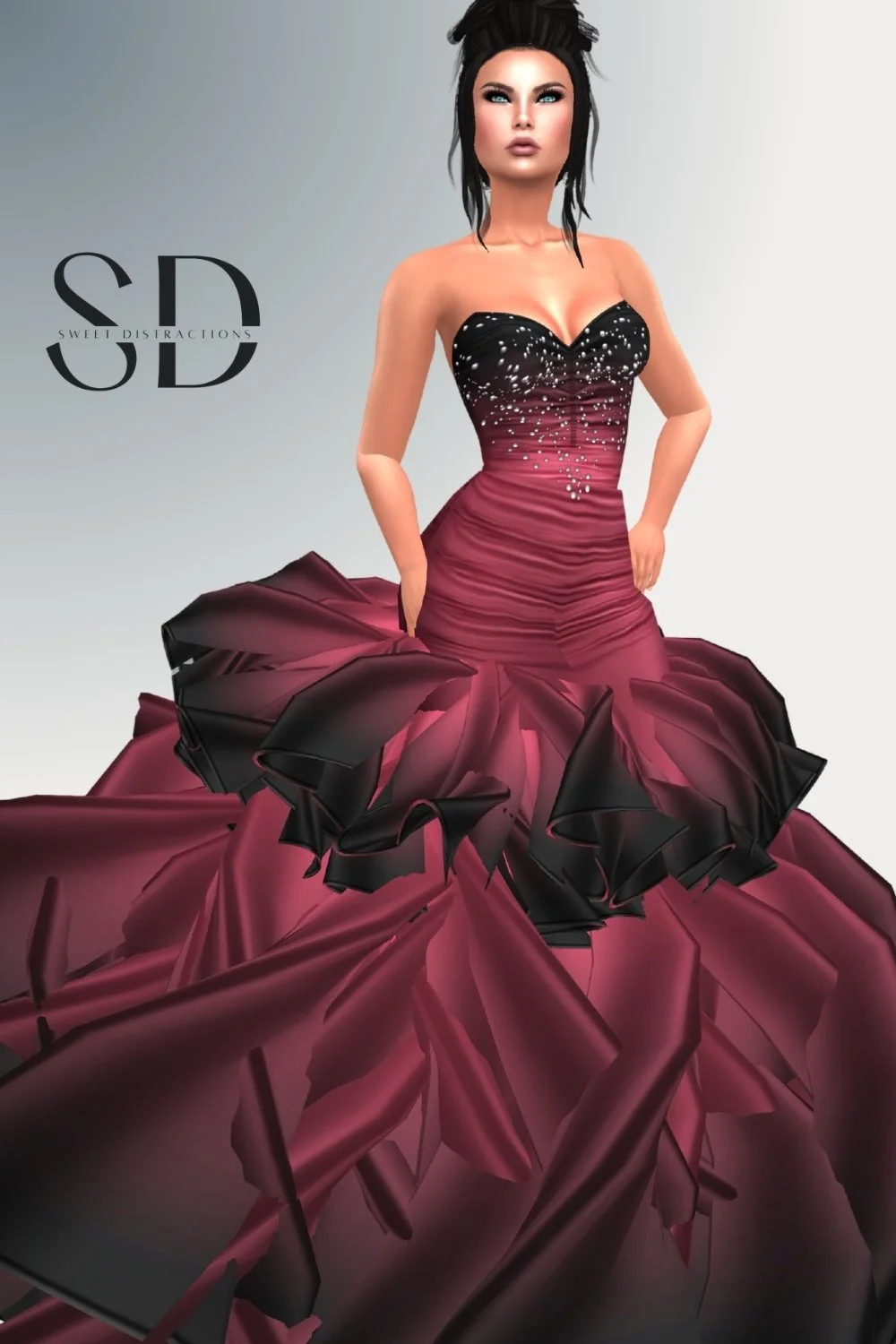 Satin and Pearl Puff Gown