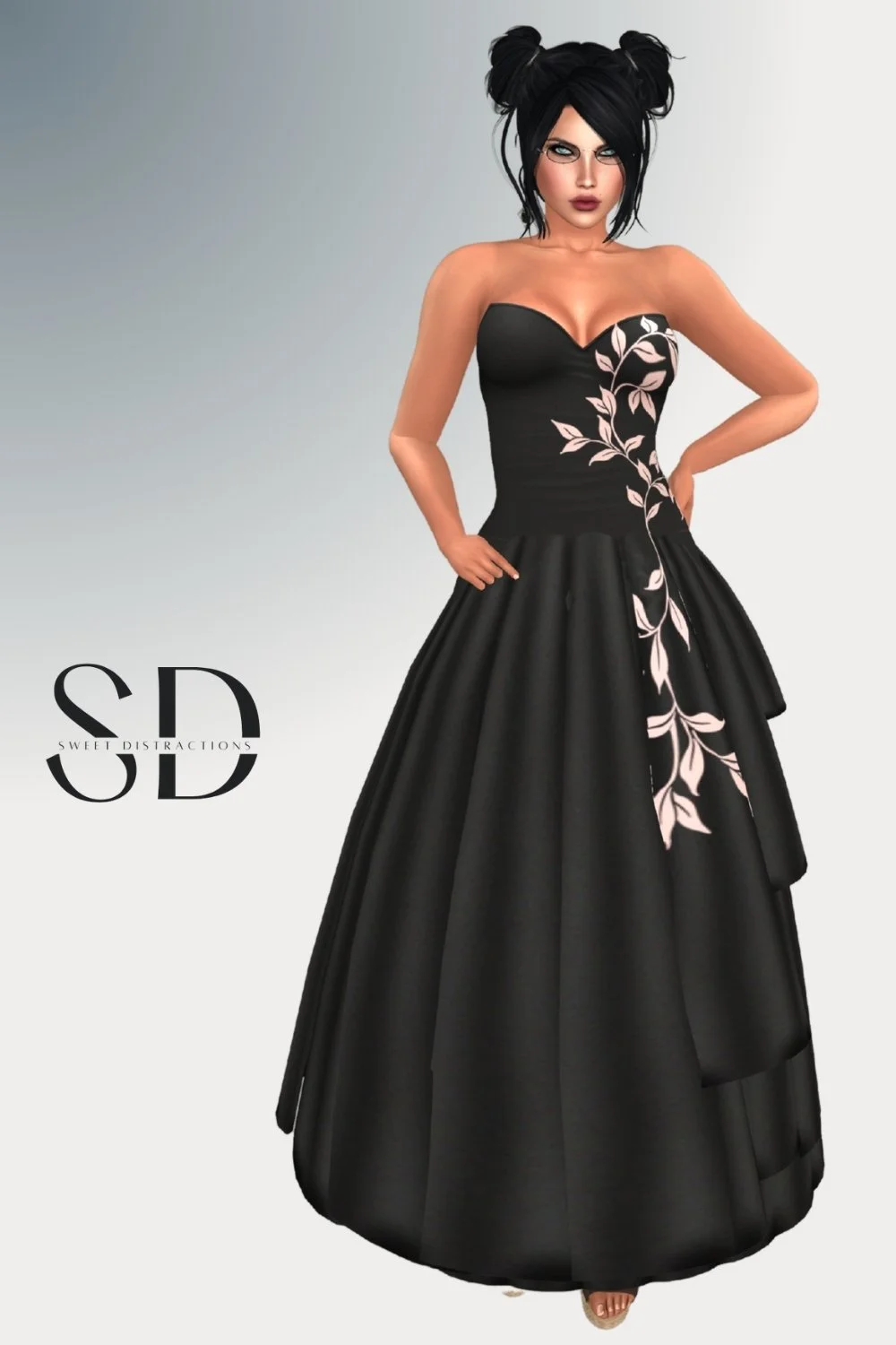 Strapless Cocktail Dress in Vines
