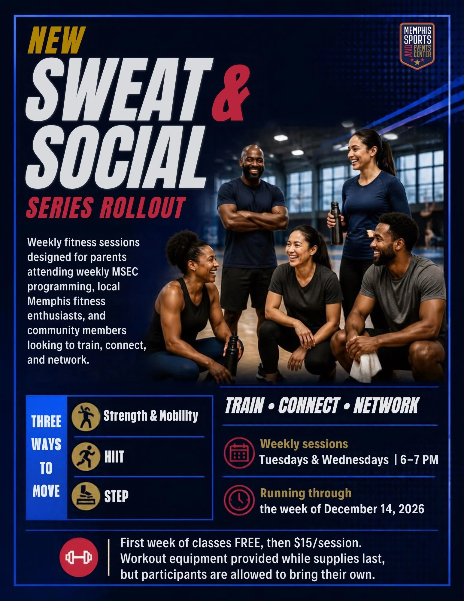 💪🏽🔥 NEW at MSEC: SWEAT &amp; SOCIAL! 🔥💪🏽

It&rsquo;s time to move, connect, and build community! 🙌🏽 We&rsquo;re bringing FREE fitness classes to the community for our first week, followed by just $15 per session!

Whether you&rsquo;re a paren