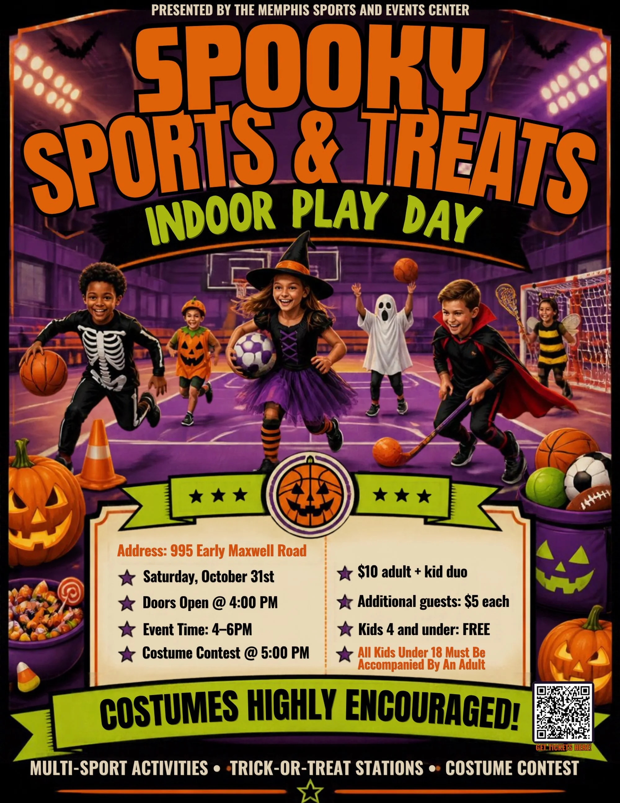 🎃👻 MEMPHIS, LET&rsquo;S MAKE HALLOWEEN SPOOKTACULAR! 🏀🍬

Join us for Spooky Sports &amp; Treats, a fun, safe, and family-friendly Halloween experience filled with indoor sports, trick-or-treat stations, a costume contest, and sweet treats for the