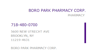 BORO PARK PHARMACY 5600 NEW UTRECHT AVENUE