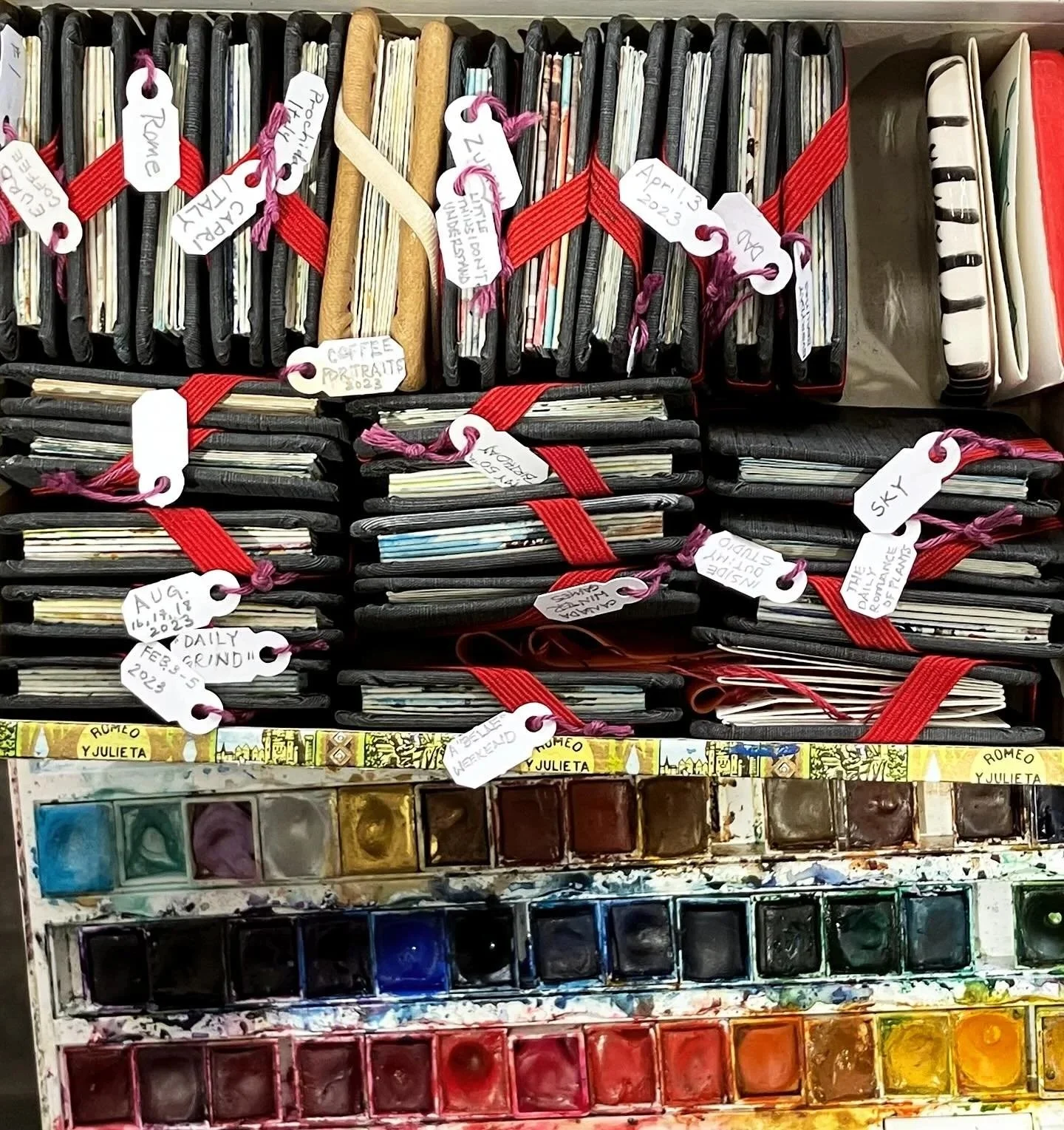 Zig-zag book paintings