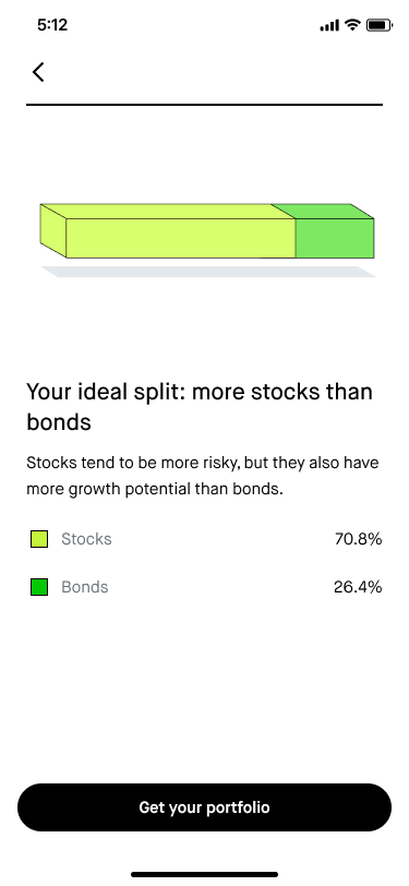 Asset allocation: I created several variants of this subhead that would work with each possible asset allocation they could be recommended.