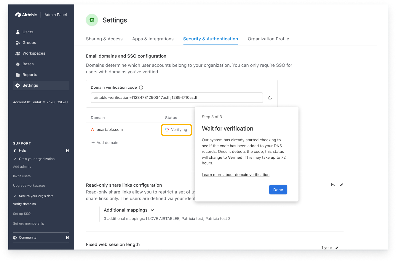 Admin onboarding - domain verif - verifying.png