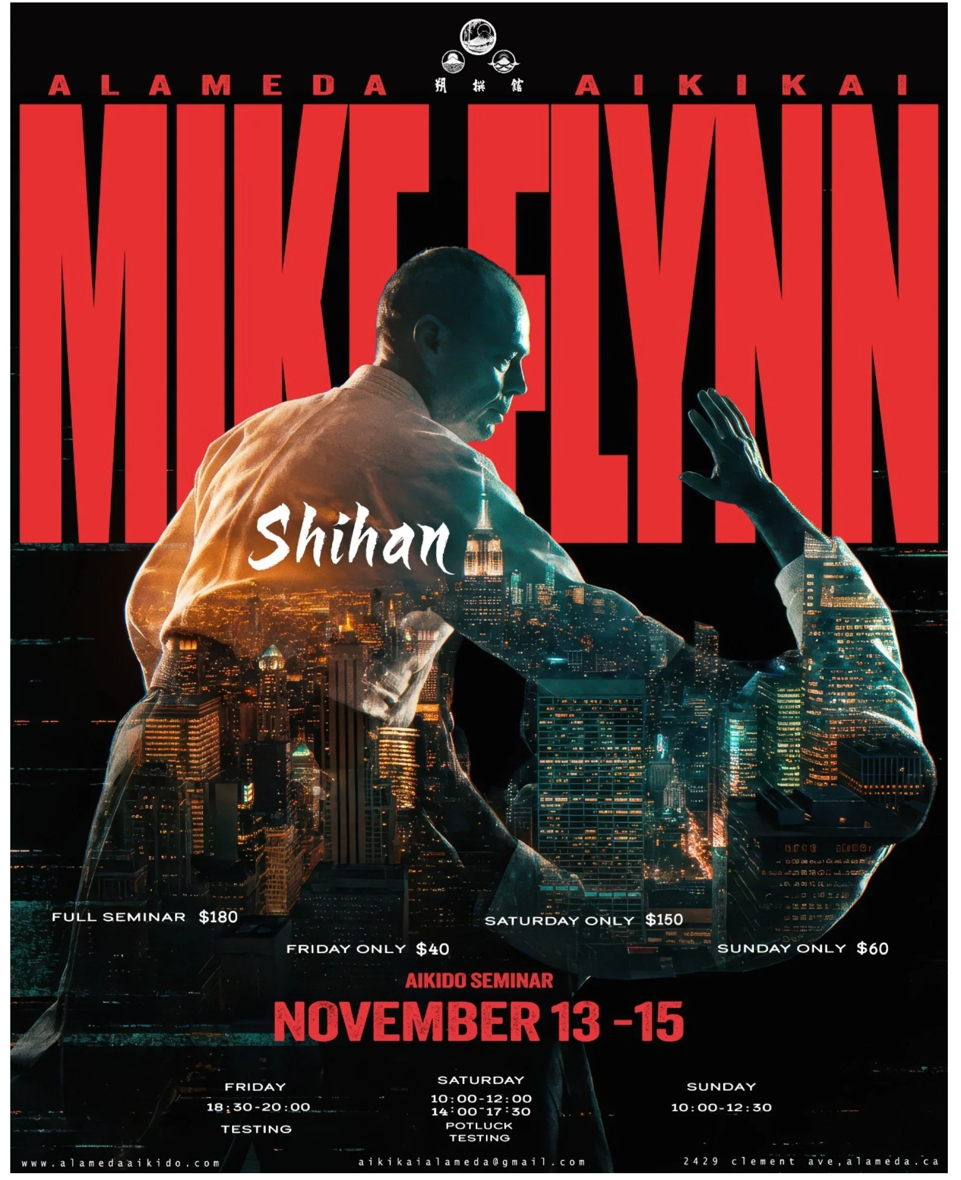 November 13 to 15 - Aikido Seminar with Mike Flynn Shihan