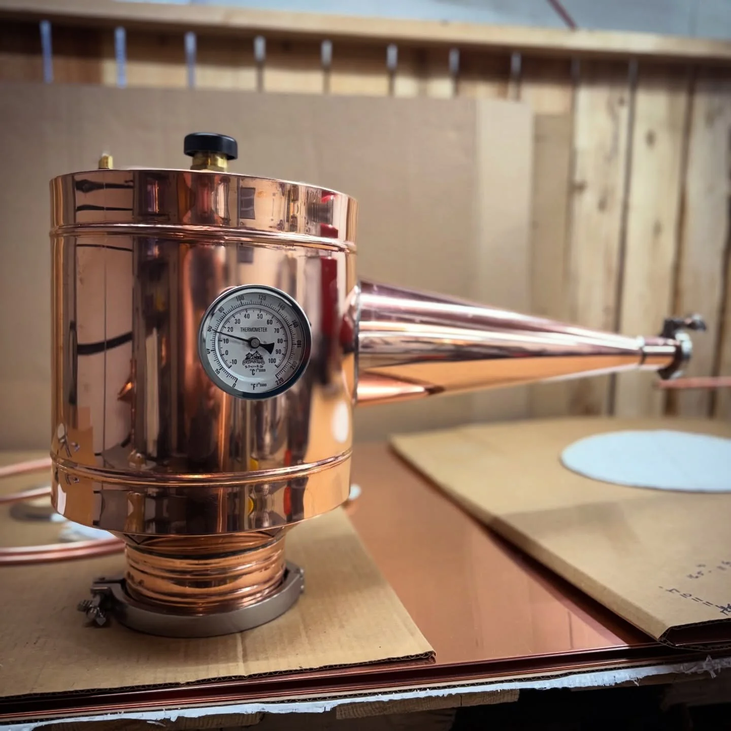 Whiskey Helmet complete. 
#copperstillco #shineon #metalfab #soldering #whiskey 
@mrs.copperstillco