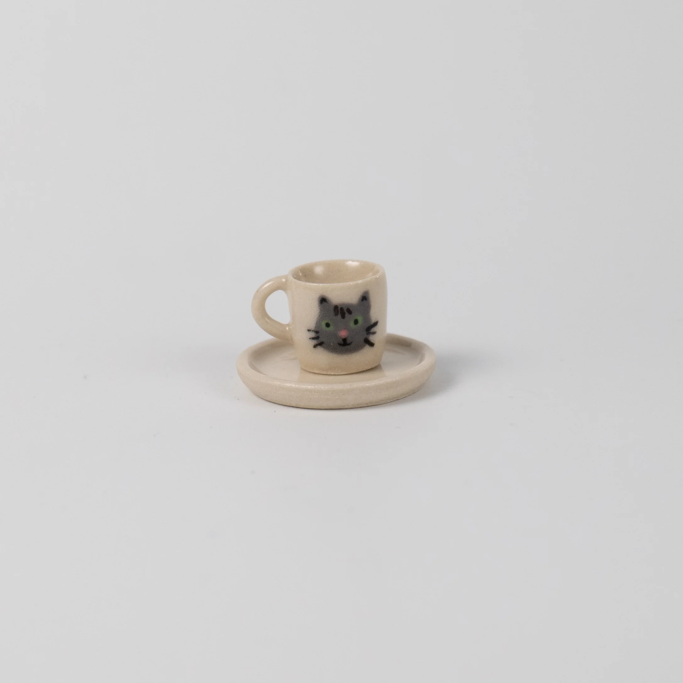 tiny grey cat mug (12mm tall)