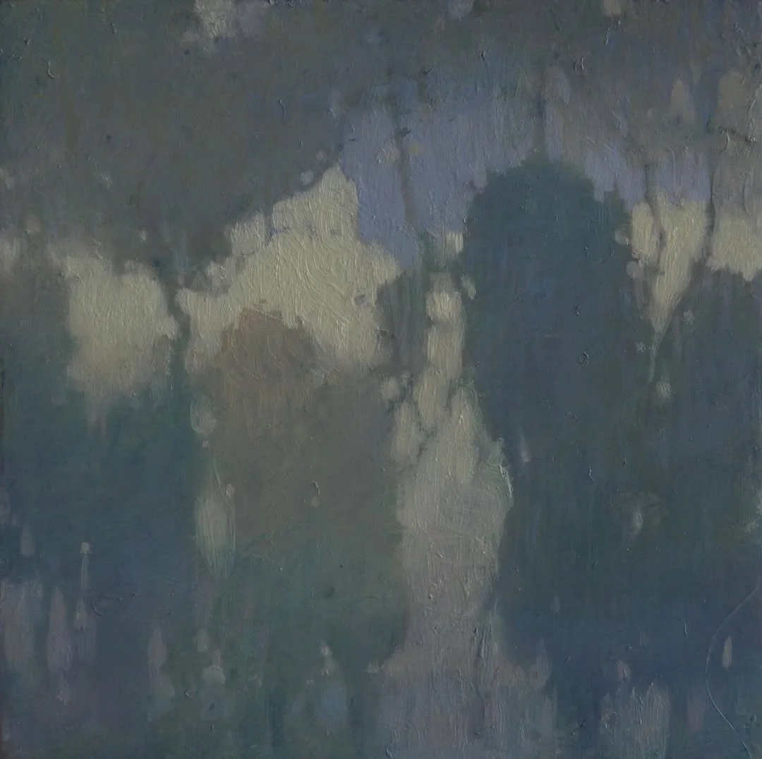 One of a Set of 2 Small Square Landscapes-17x17cm.Oil on Oak. SOLD 🔴