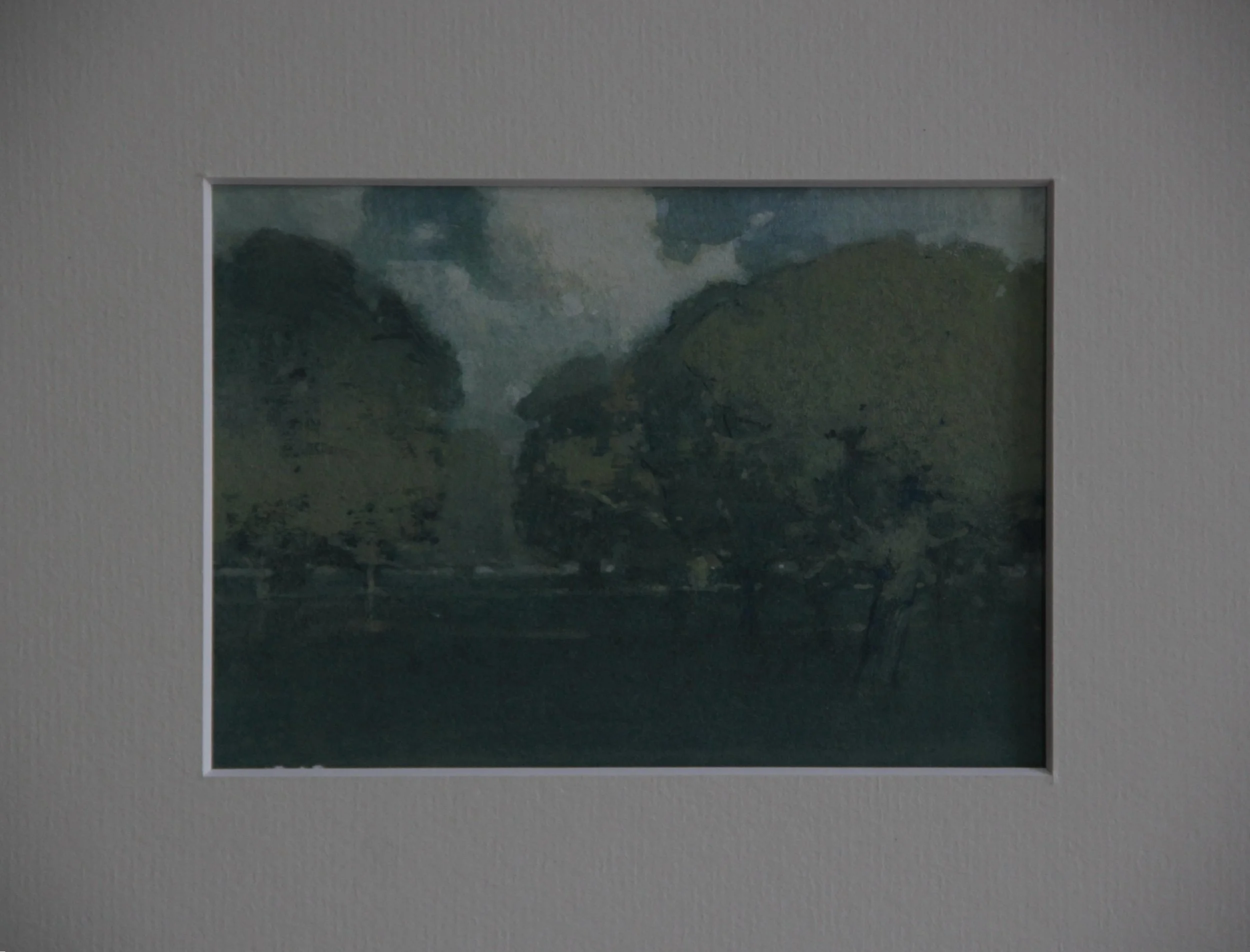 Cumulus and Trees - Evening.
Gouache painting, 9.5x13.5cm.