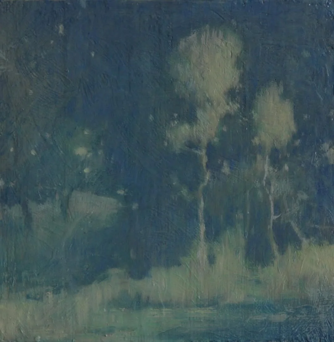 One of a Set of 2 square Landscapes-17x17cm Oil on Oak. SOLD 🔴