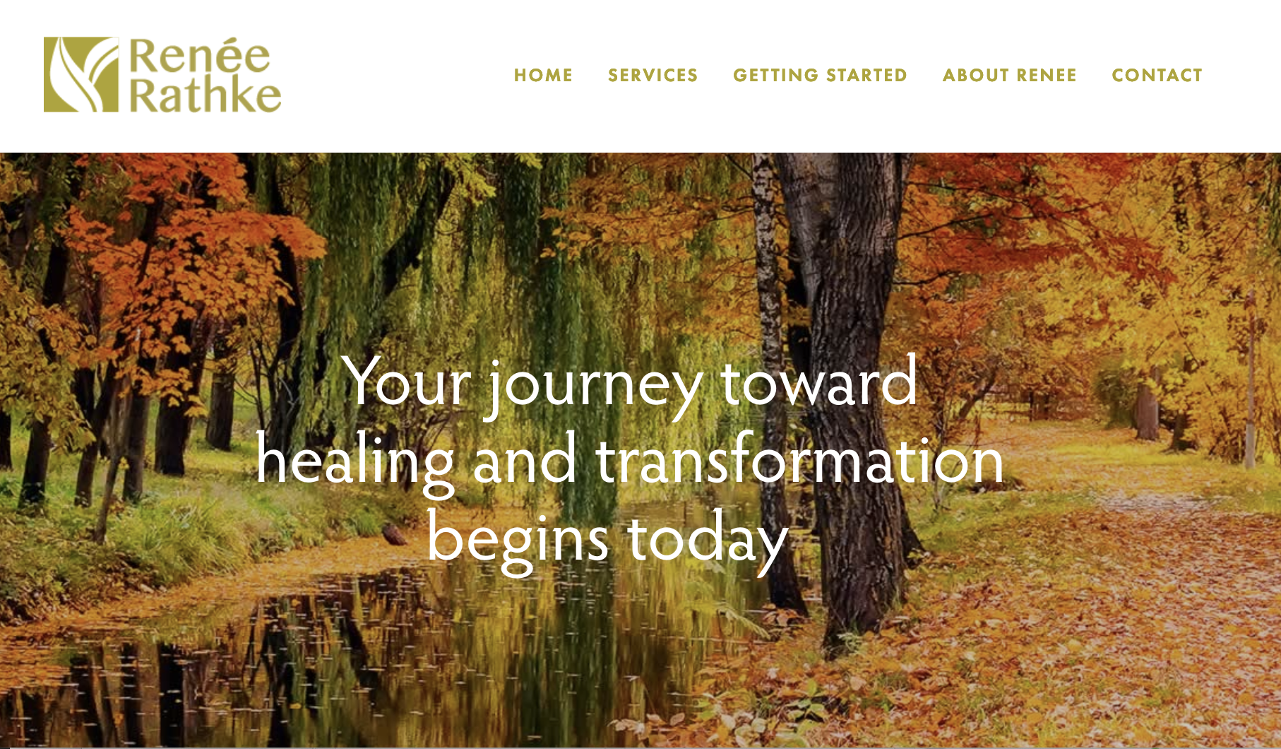 Custom logo and simple website allows Renee to connect with potential therapy clients in a welcoming and non-intimidating way.