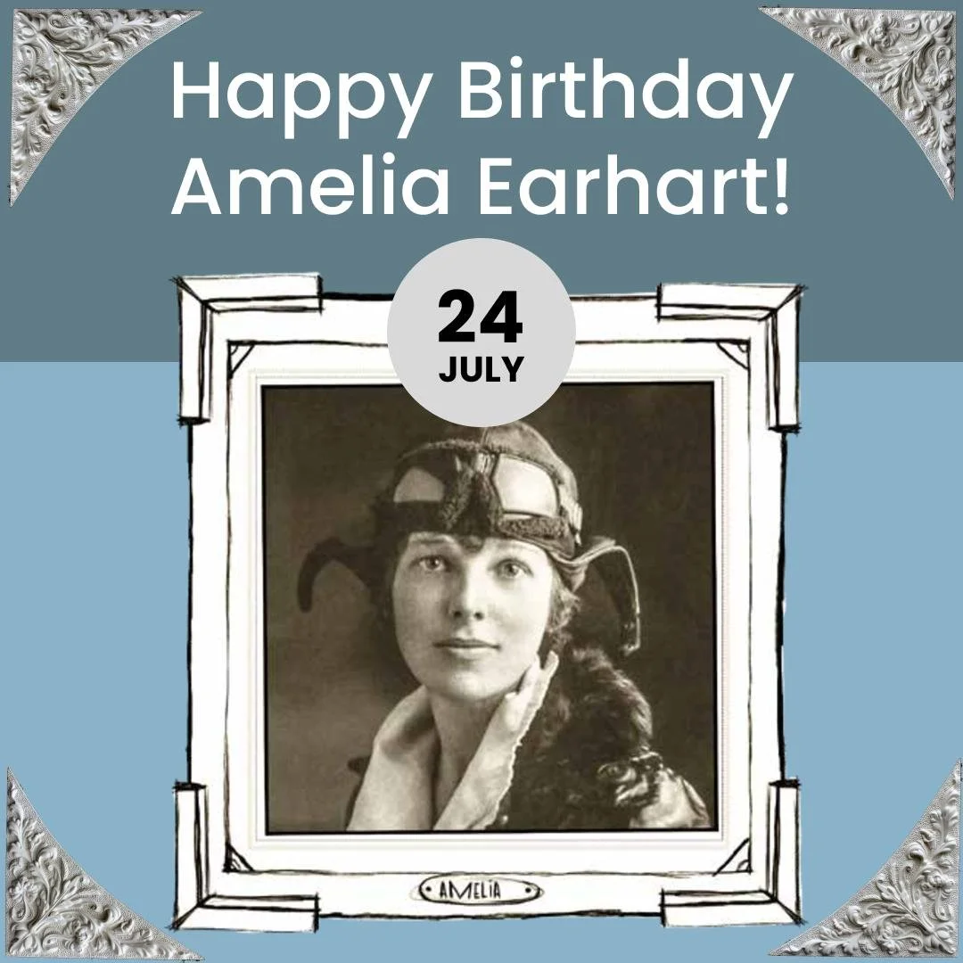 👩🏻&zwj;✈️Amelia Mary Earhart was born on 24 July 1897 in Kansas, USA. 

✈️ She was the first first female pilot to fly solo non-stop across the Atlantic Ocean and set many other records

🐛🛷 Adventurous from an early age and brought up by a mother