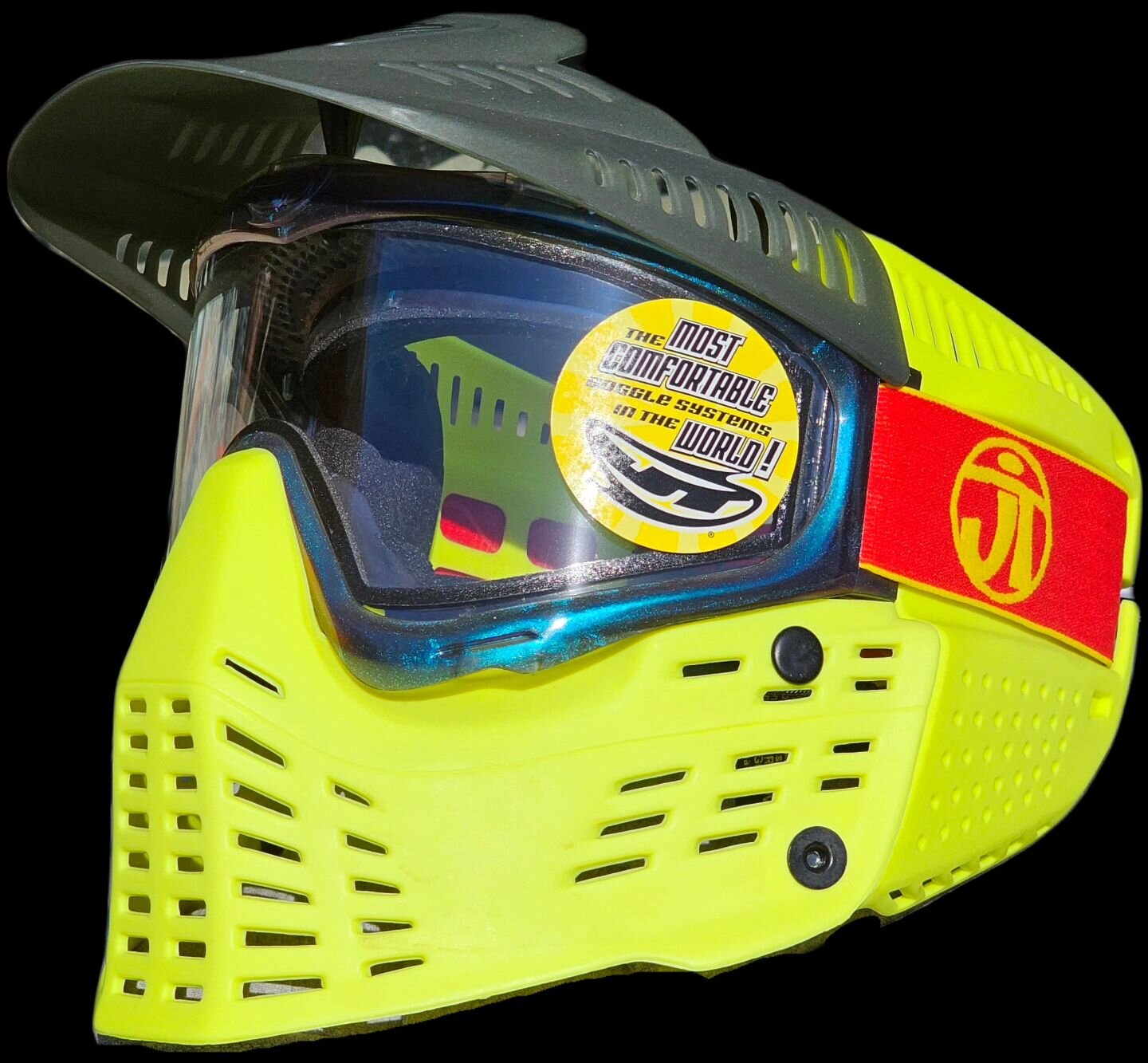 There was a time when JT would throw random parts together and make a build to sell.

Here is a perfect example. 

Build: 
OG Purple Cham frames
OG Highlighter proshield bottoms
OG Highlighter proshield hard ears
OG Graphite Gen 2 visor
OG Classic Re