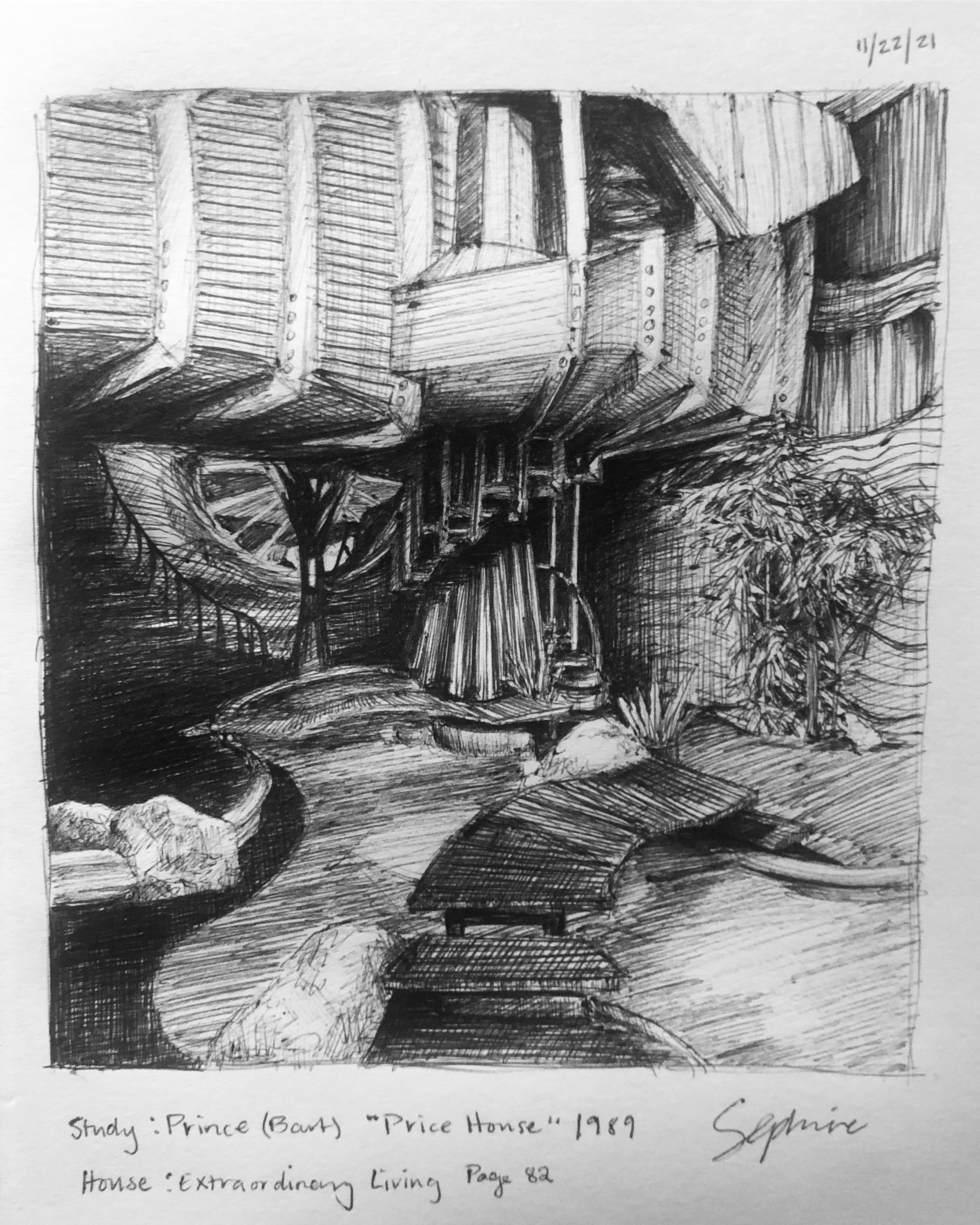 Study: Prince (Bart) "Price House" 1989
from the book "House: Extraordinary Living"
Page 82