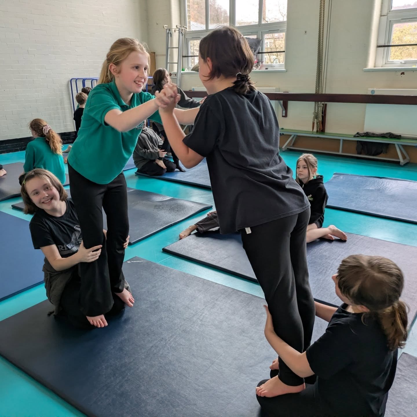 Today, Kestrels used their core strength, communication skills and team work to practice some very impressive group balances in gymnastics.