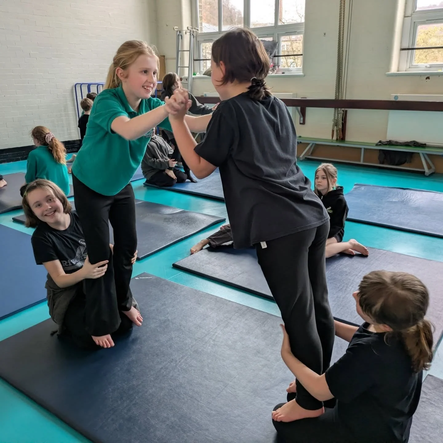 Today, Kestrels used their core strength, communication skills and team work to practice some very impressive group balances in gymnastics.