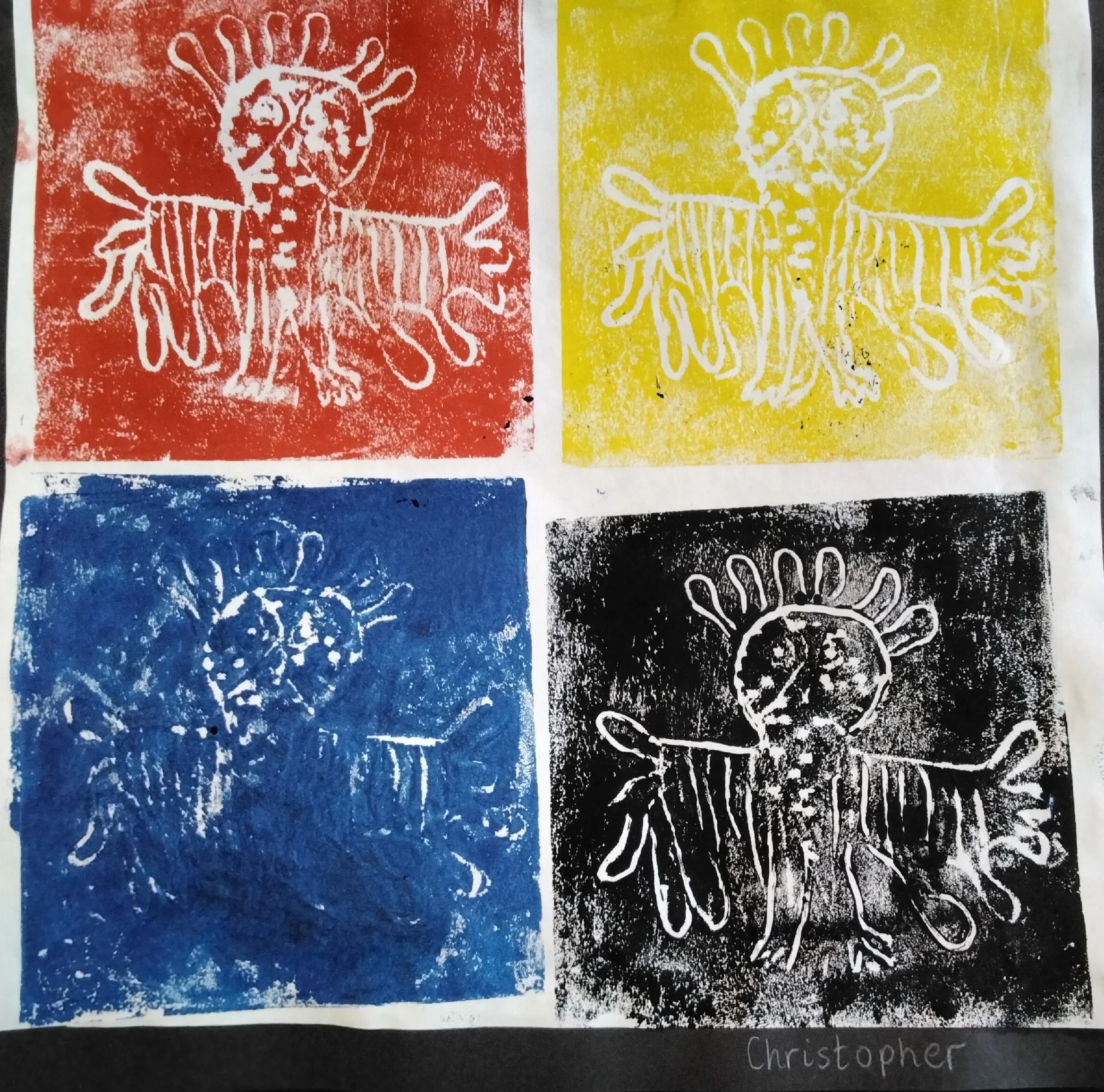 We have been inspired by the art of Kenojuak Ashevak to make our own prints of spirit animals. 
