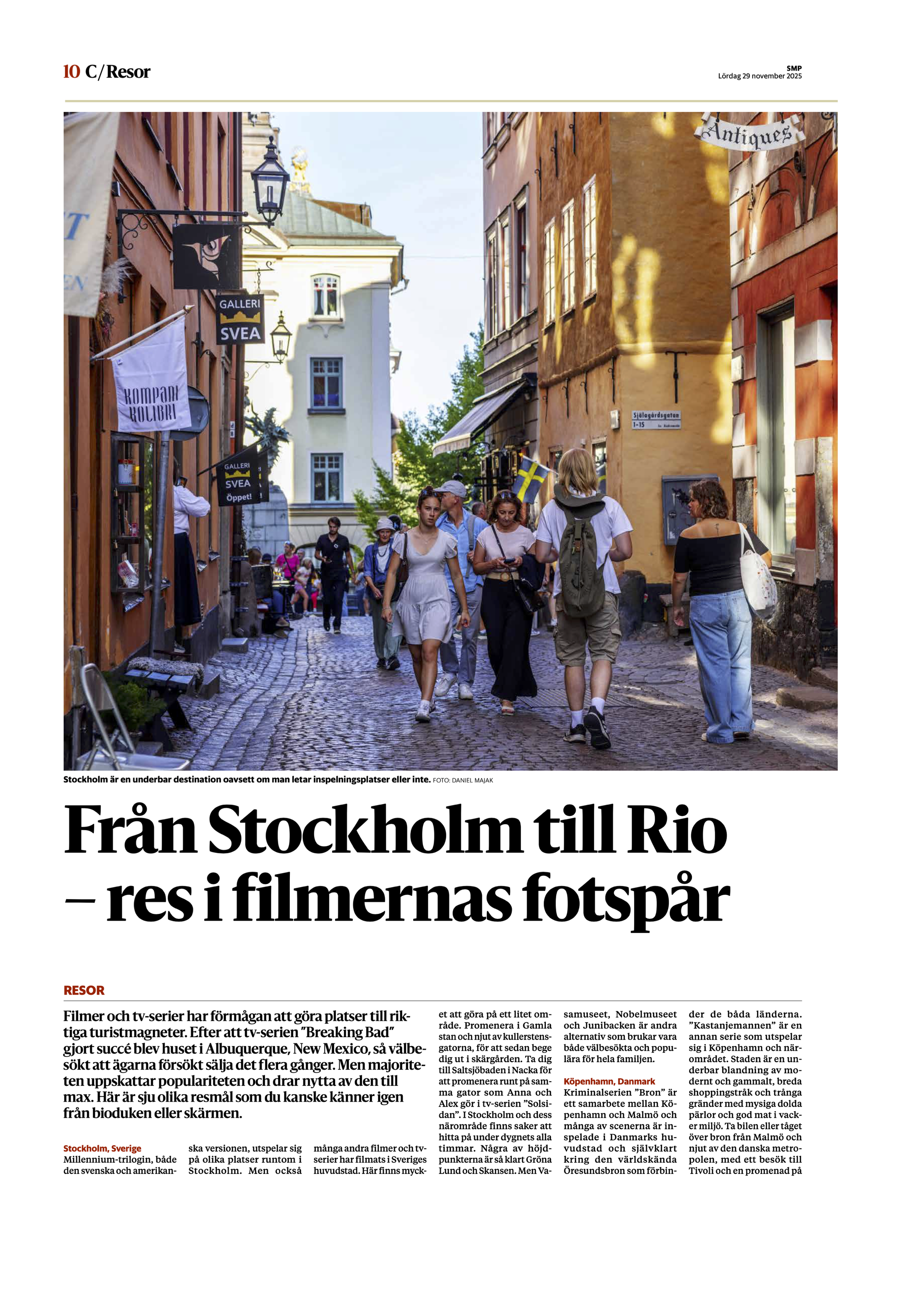 SMP, Sydsvenskan m fl: “Från Stockholm till Rio — res i filmernas fotspår”