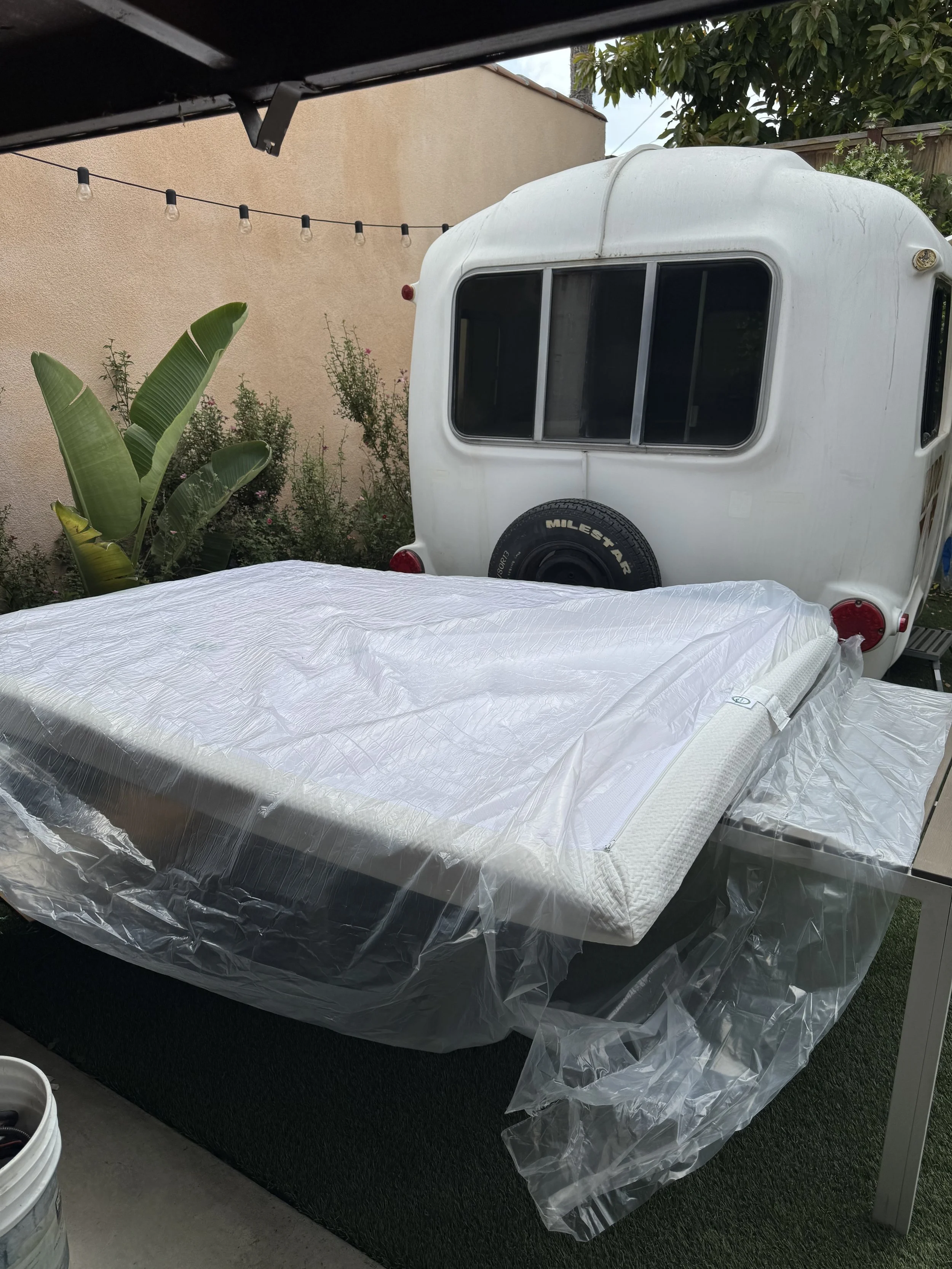 New mattress before cutting for cushions