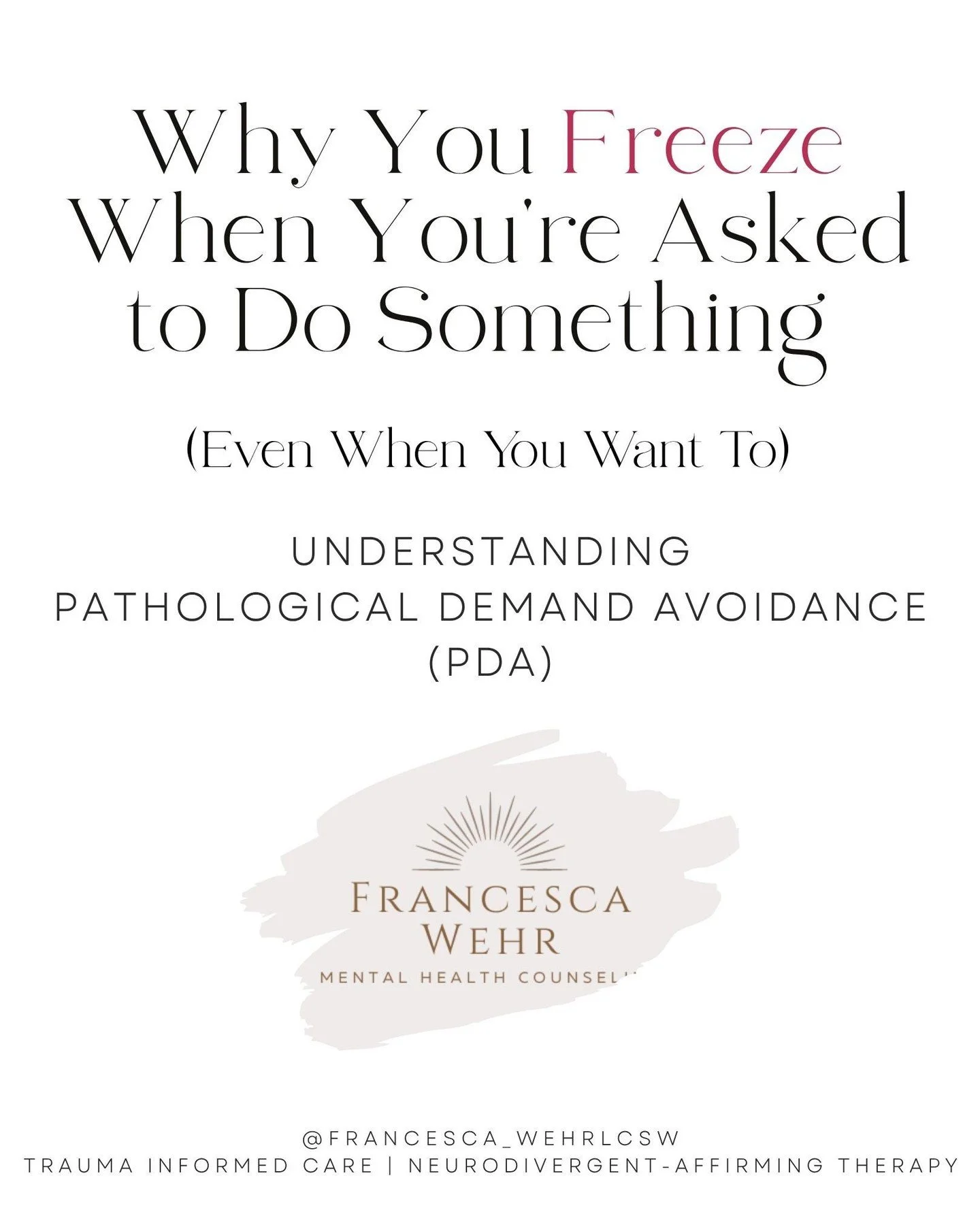 Why do I avoid things I want to do?

That question is at the heart of Pathological Demand Avoidance (PDA)&mdash;a nervous system-based response where even small requests can feel overwhelming. PDA isn't laziness or defiance. It&rsquo;s self-protectio
