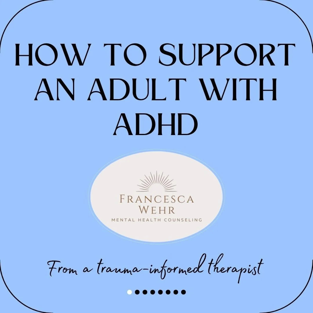Supporting a Loved One with Adult ADHD?
Swipe for 6 therapist-approved ways to help &mdash; without becoming overbearing or overwhelmed. 💛

ADHD doesn&rsquo;t end in childhood. Millions of adults are navigating relationships, work, and everyday stre