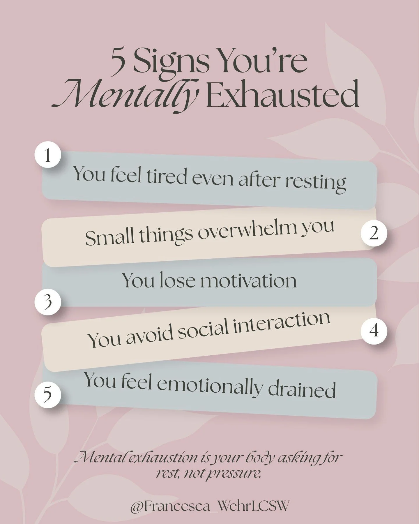 Mental exhaustion doesn't always look like burnout. Sometimes it looks like sleeping a full eight hours and still feeling wiped out. Or snapping at something small that wouldn't normally bother you. Or canceling plans again, not because you don't wan