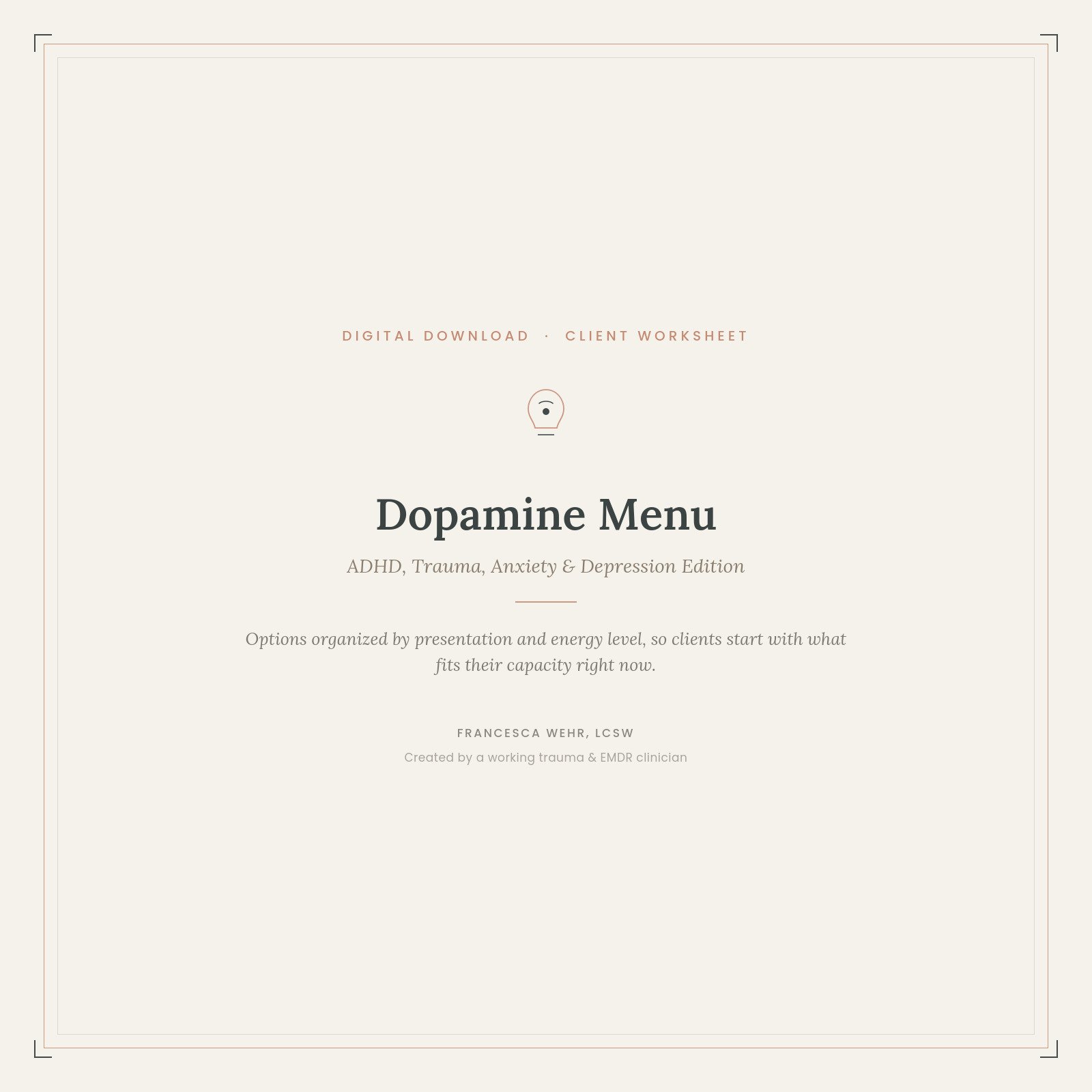 Dopamine Menu: ADHD, Trauma, Anxiety & Depression Edition