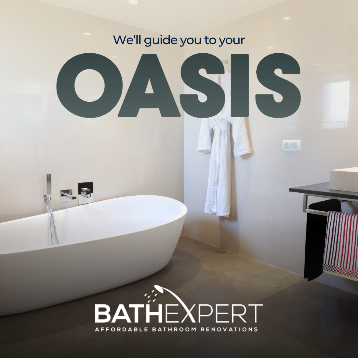 The "at-home spa" key graphic in the  "Oasis" digital marketing campaign for Bath Expert.