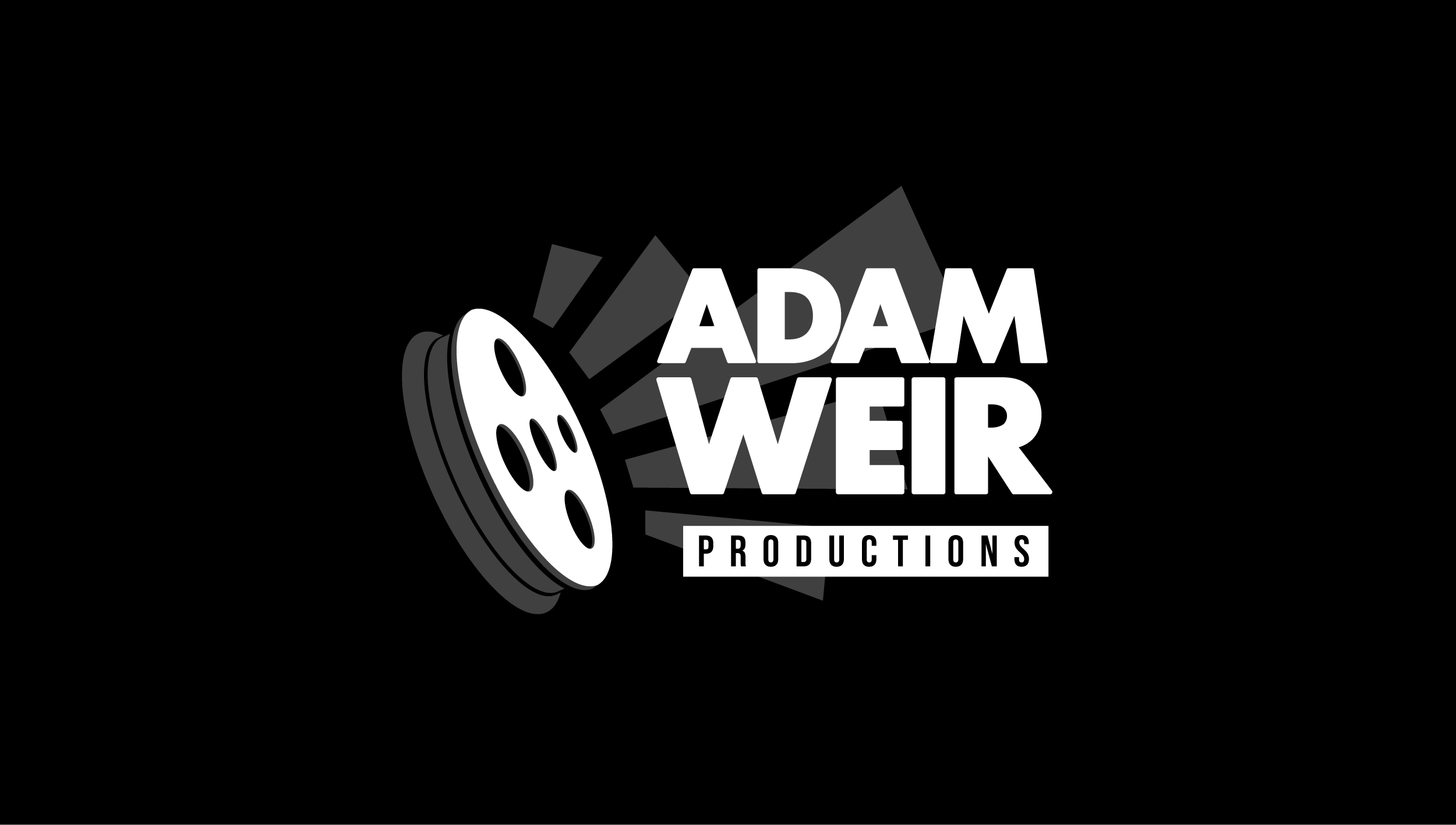 Adam Weir Productions reel logo concept, reversed, by Ryan Marx, graphic designer