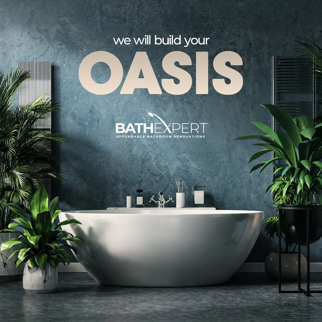 The hero graphic in the "Oasis" digital marketing campaign for Bath Expert.
