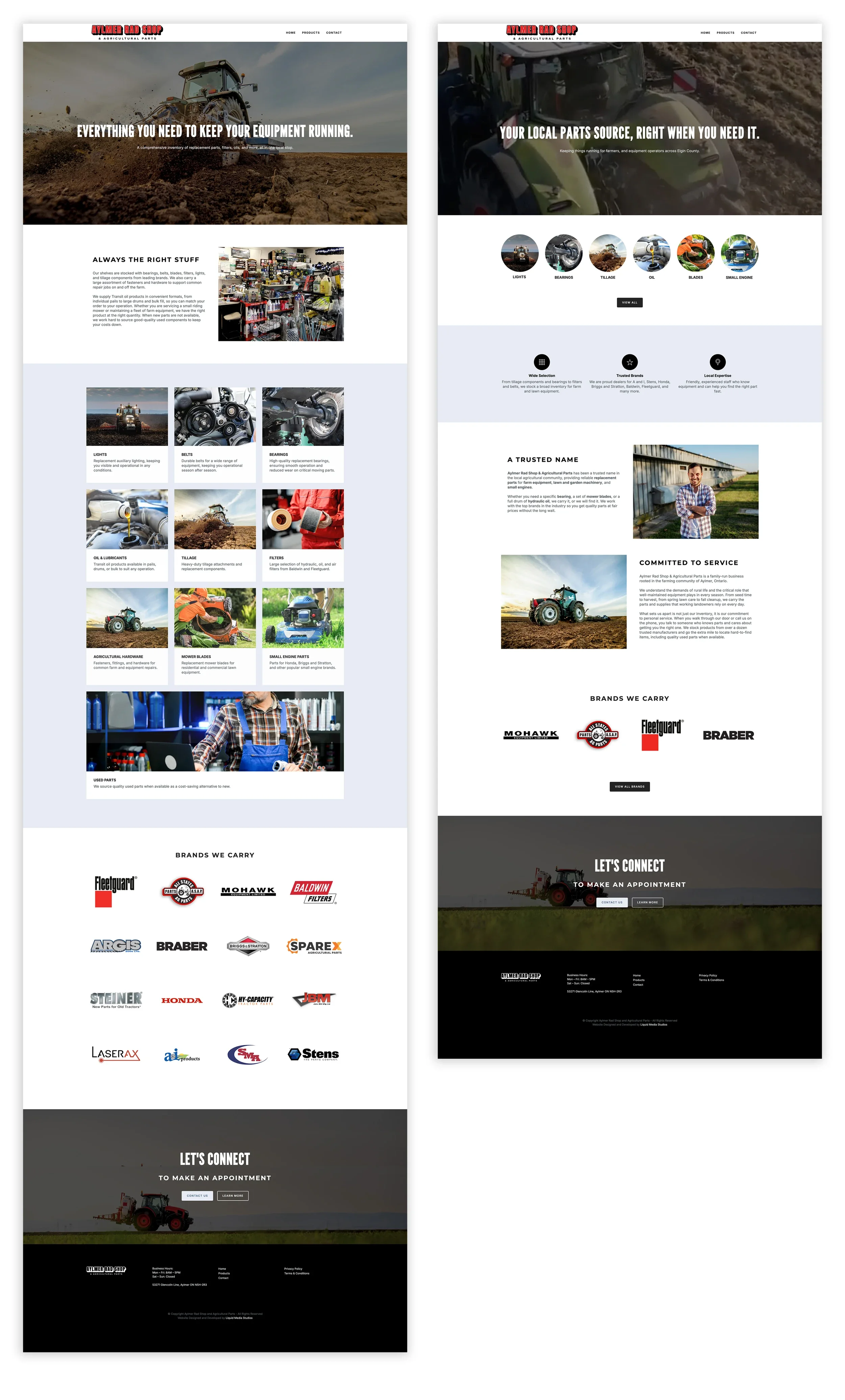 Aylmer Rad Shop website design.