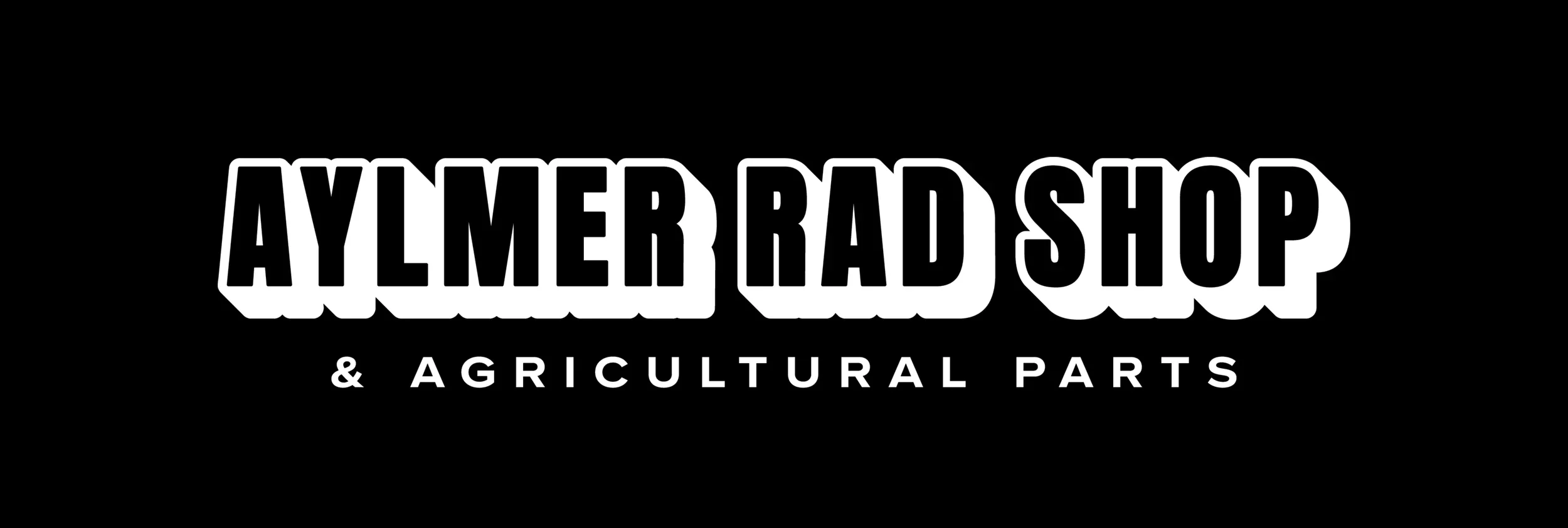 Aylmer Rad Shop reversed logo (white)