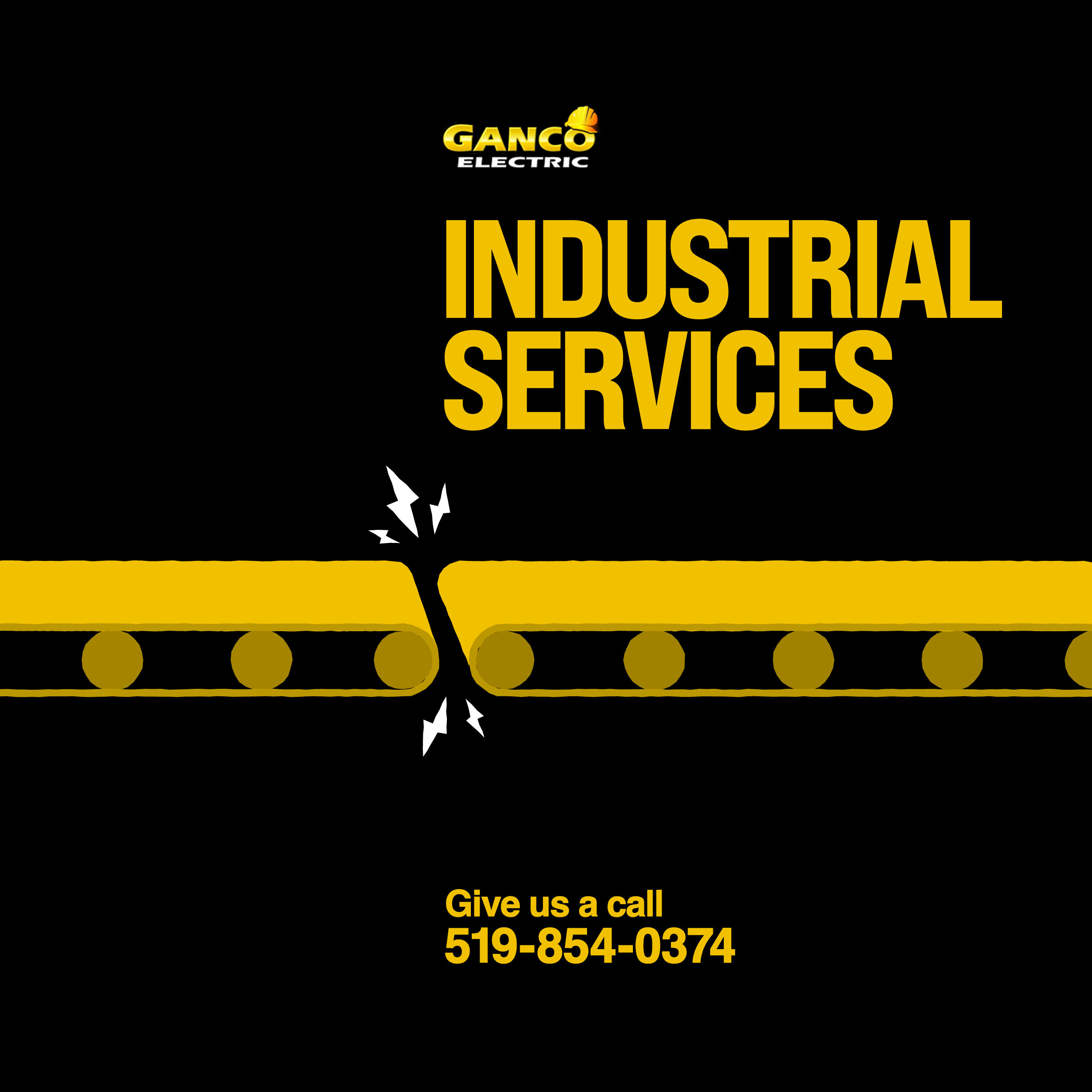 The graphic promoting Ganco Electric's industrial services.