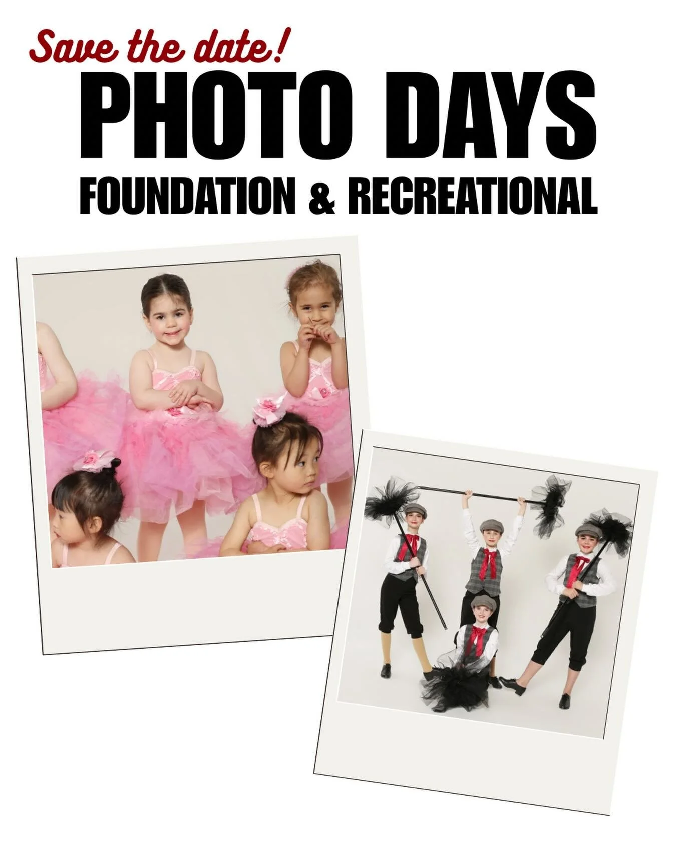 Reminder!! Recreational &amp; Foundation photo days are coming up!! 

Foundation - April 11th
Recreational - April 12th

Check your emails for schedules!