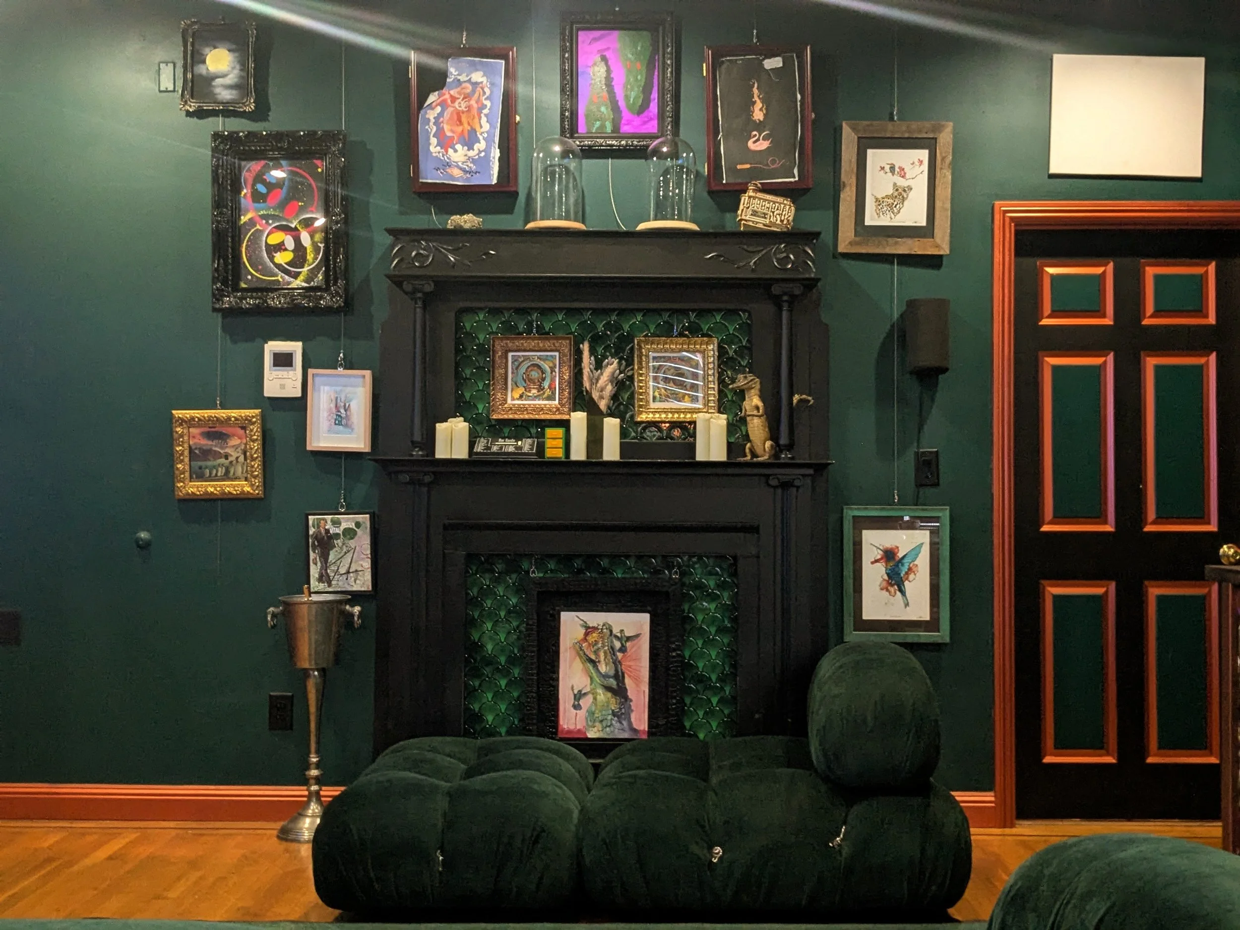Fireplace closeup.