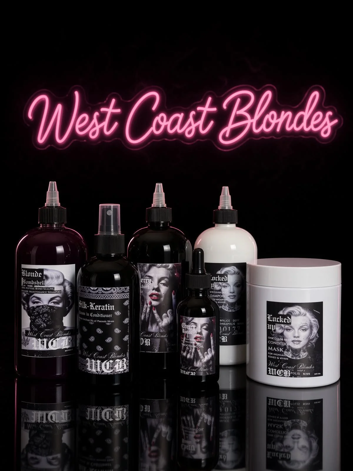 West Coast Blondes Haircare top sellers Locked Up, Cherry Bomb, Blonde Bombshell GhK