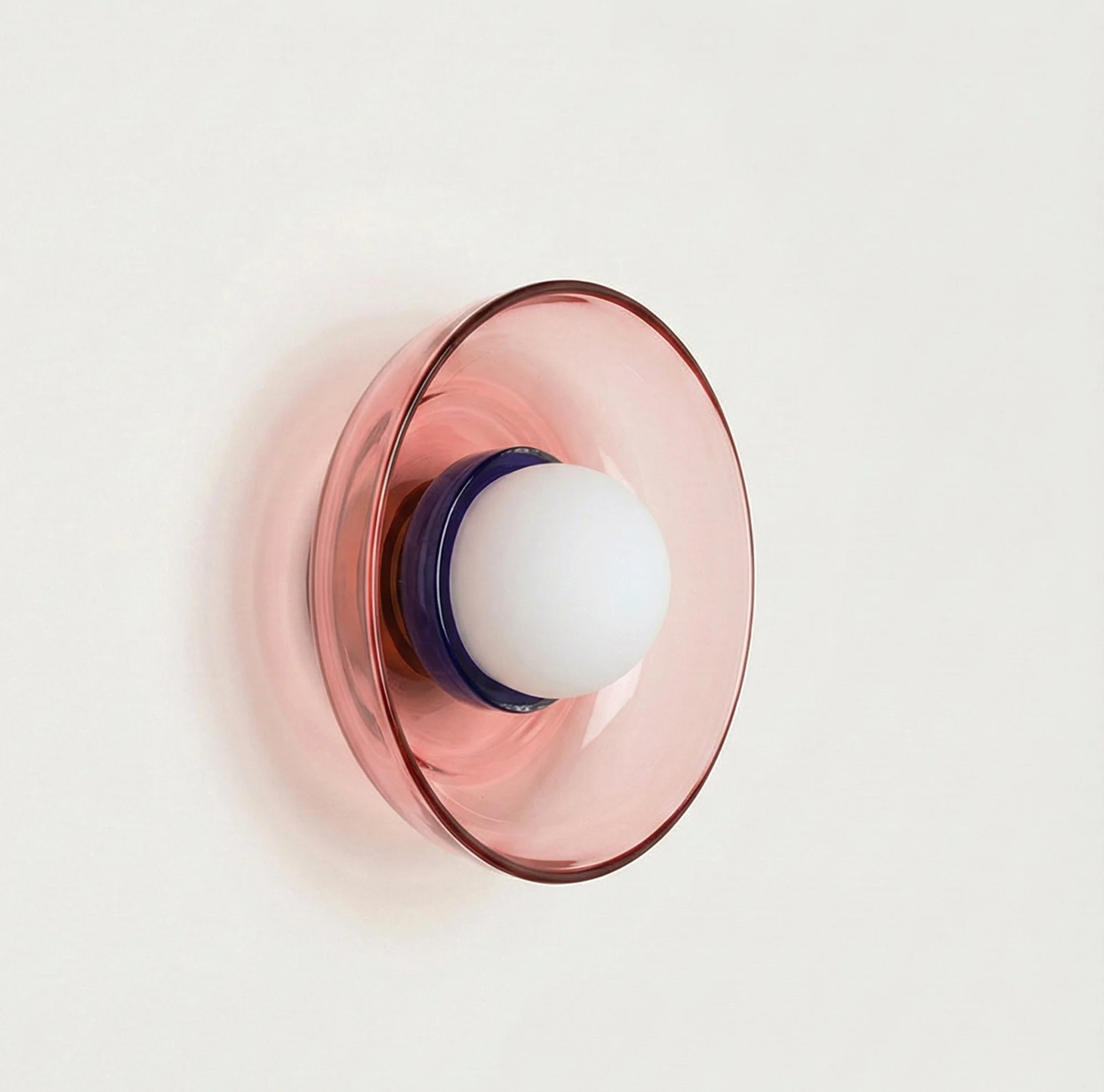 wall glass sconce, pink and blue