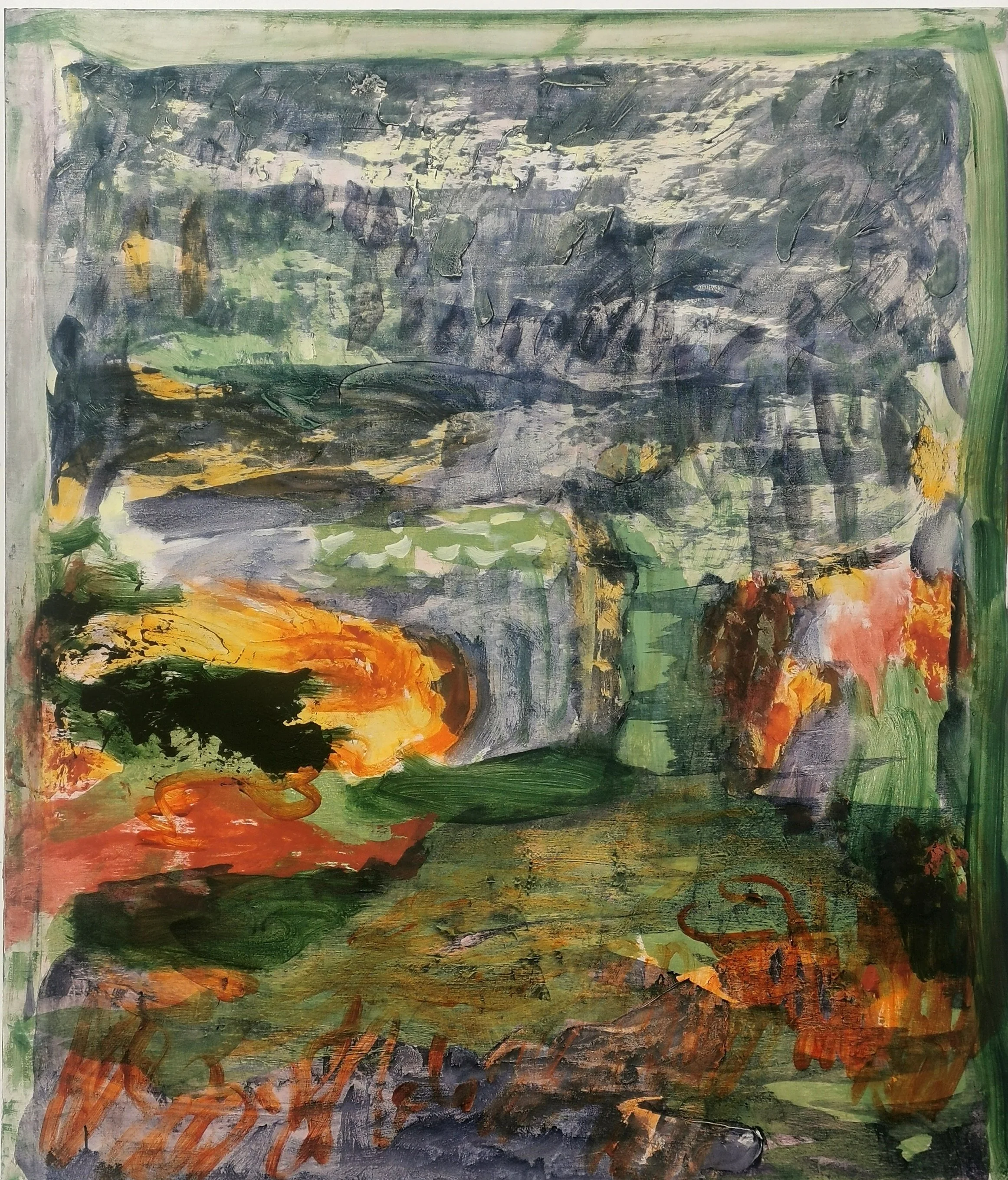 "Window-orange and mist", 97cmx114cm, acrylic on linen