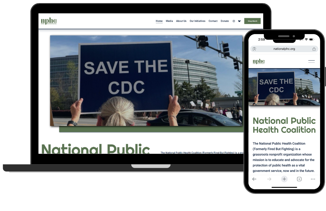 screenshots of desktop and mobile views of the NPHC website