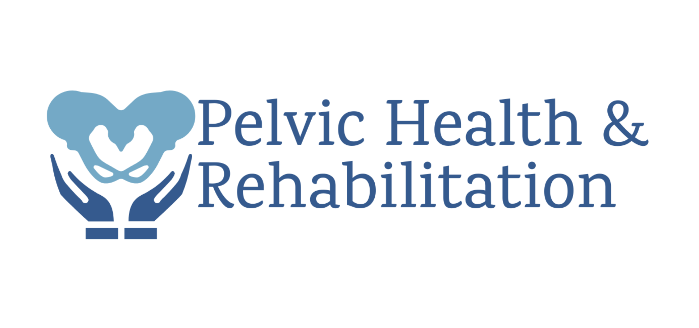 Logo of Pelvic Health & Rehabilitation featuring a stylized heart shape formed by two hands and a pelvic outline.
