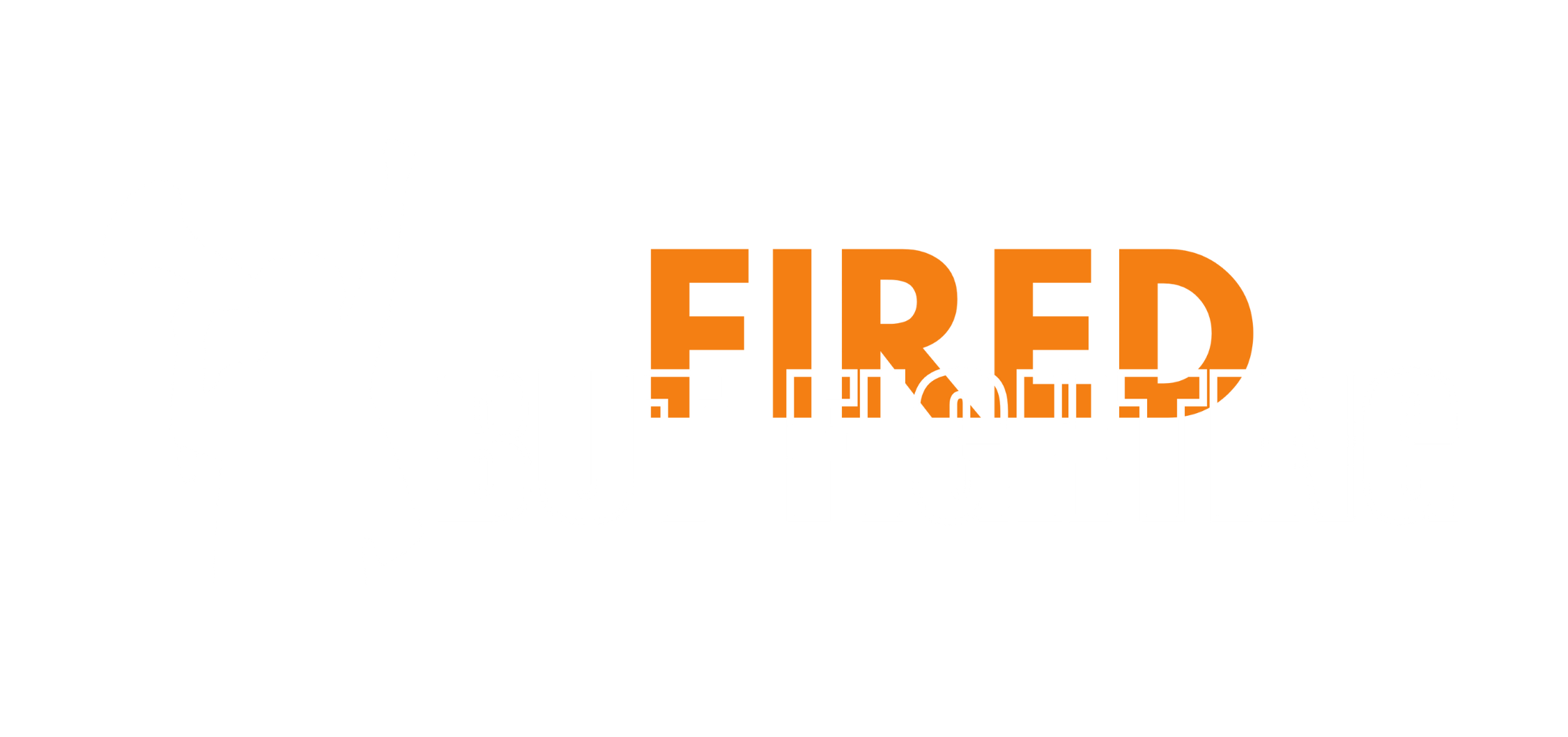 A silhouette of a woman celebrating with a megaphone on one hand, with the text "Fired But Fighting" in bold white and orange letters next to her.