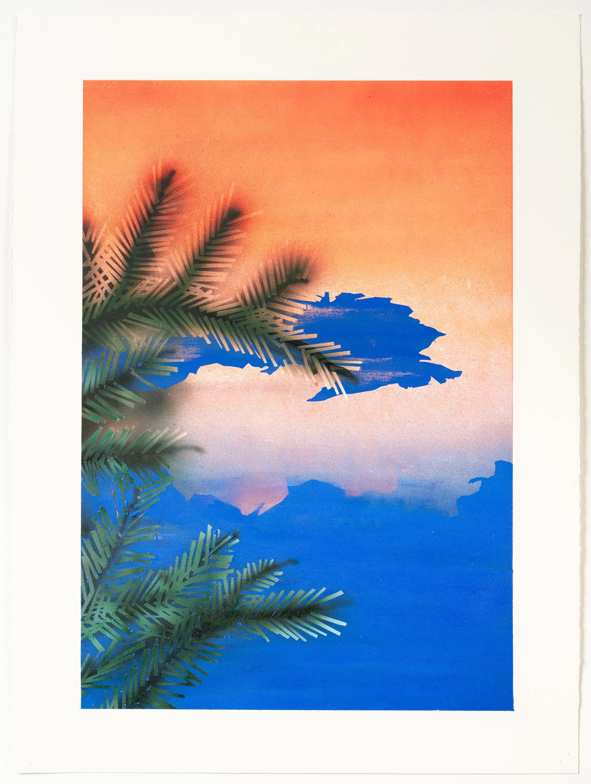  Pine  
Acrylic, and Spray Paint on Paper 
36" x 28" 
2025 