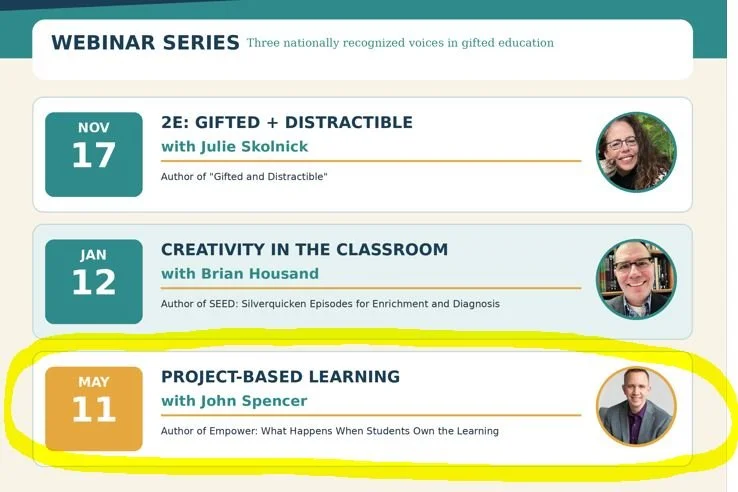 Webinar Series: Project-Based-Learning for GT students in the Classroom