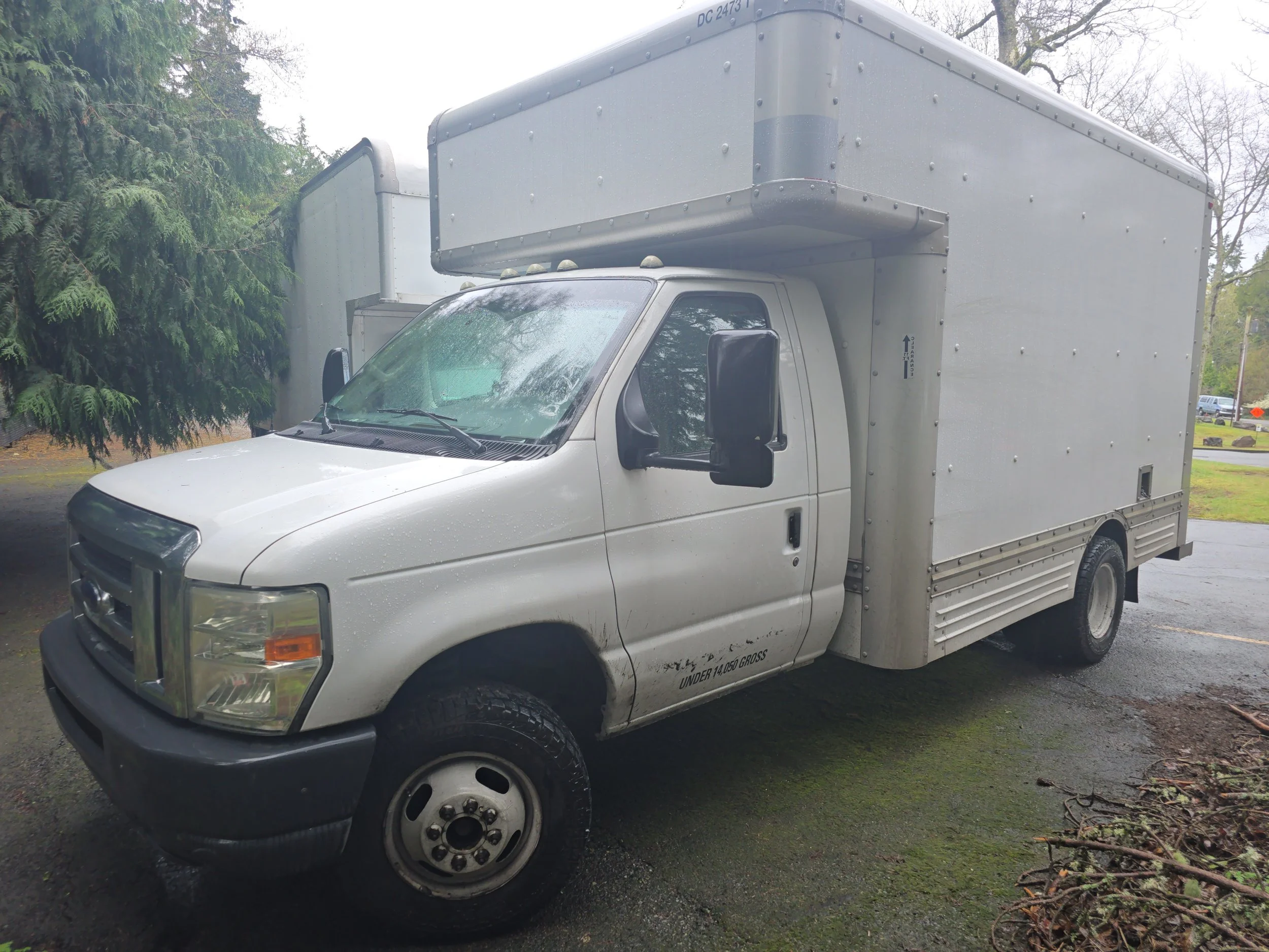 Clean white box truck ready to be loaded