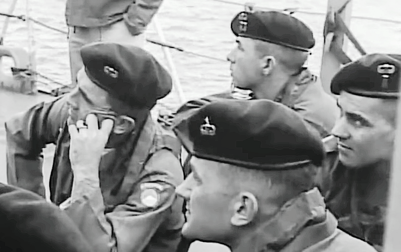 U.S. Army special forces detachment from 8231st Army Unit, U.S. Army Forces, Far East, off the coast of White Beach, Okinawa-1956.png
