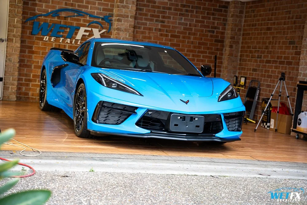 Blue Chevrolet Corvette after professional paint correction and ceramic coating at WetFX Detailing Gold Coast