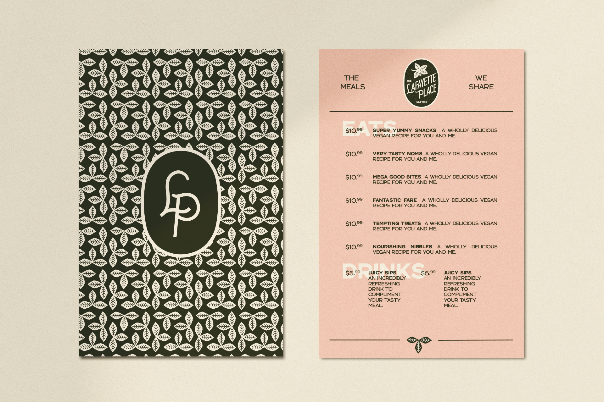 The Lafayette Place Menu Design