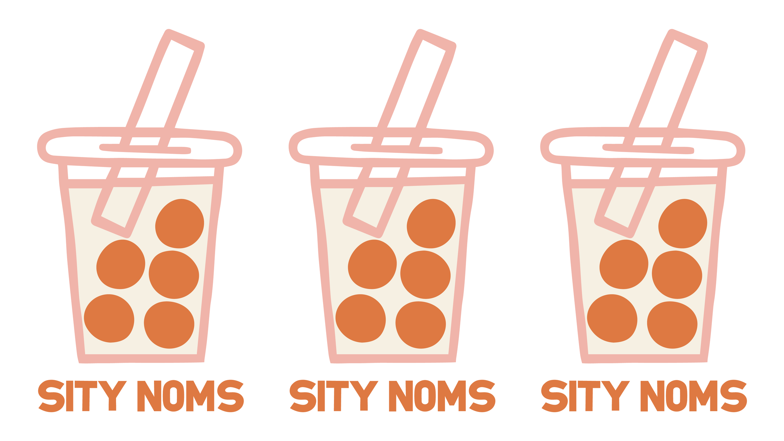 Sity Noms Branding Logo Boba Trio