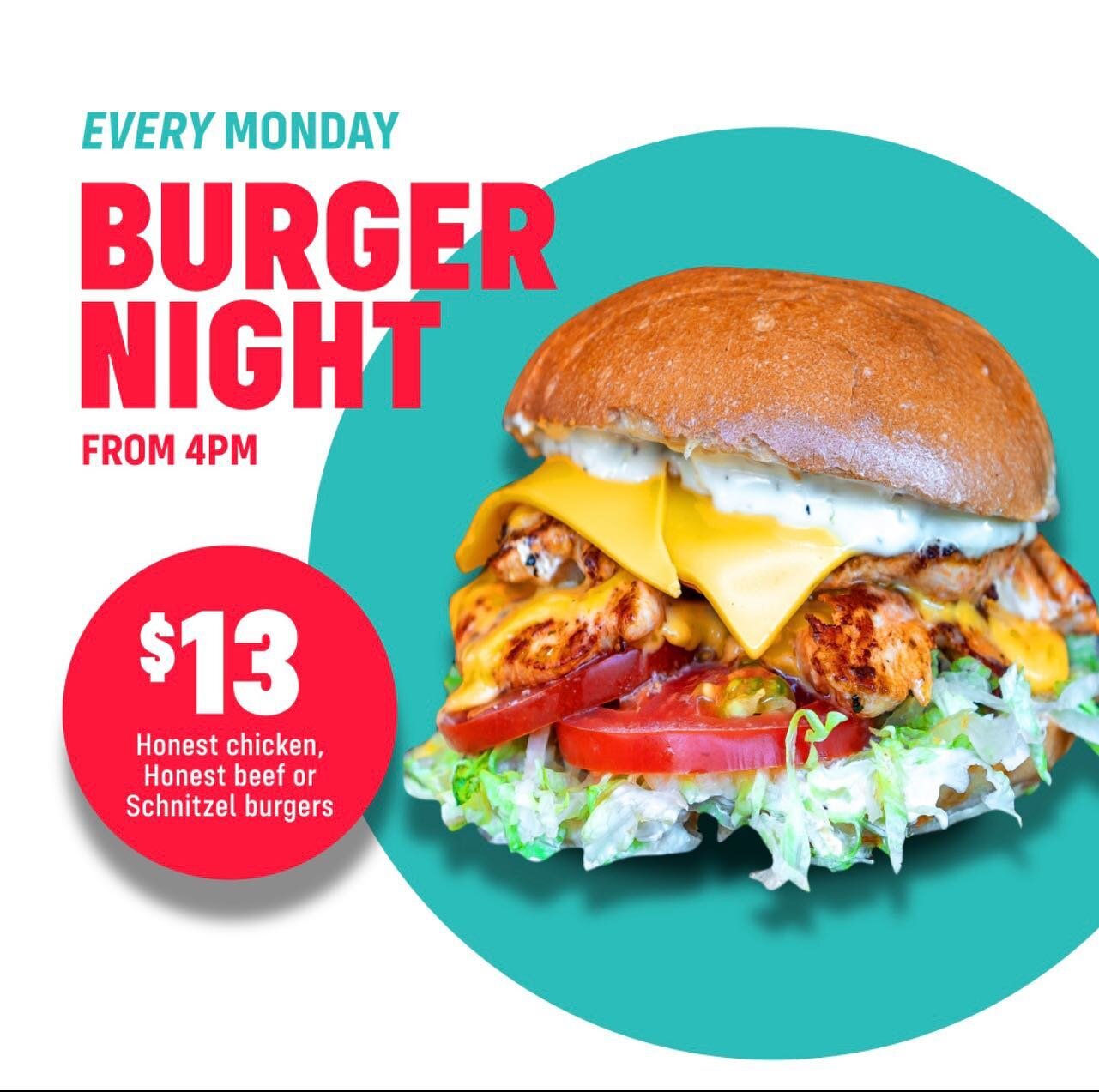Monday night deal flying into your inbox now! 

$13 Honest Chicken, Honest Beef or Schnitzel burger plus Chips and a can/water tonight from 4pm. 

In store only in Belrose &amp; Newport. 
.
.
.
#burgerdeal #mondayspecial #thehonestchicken #eatlocal #